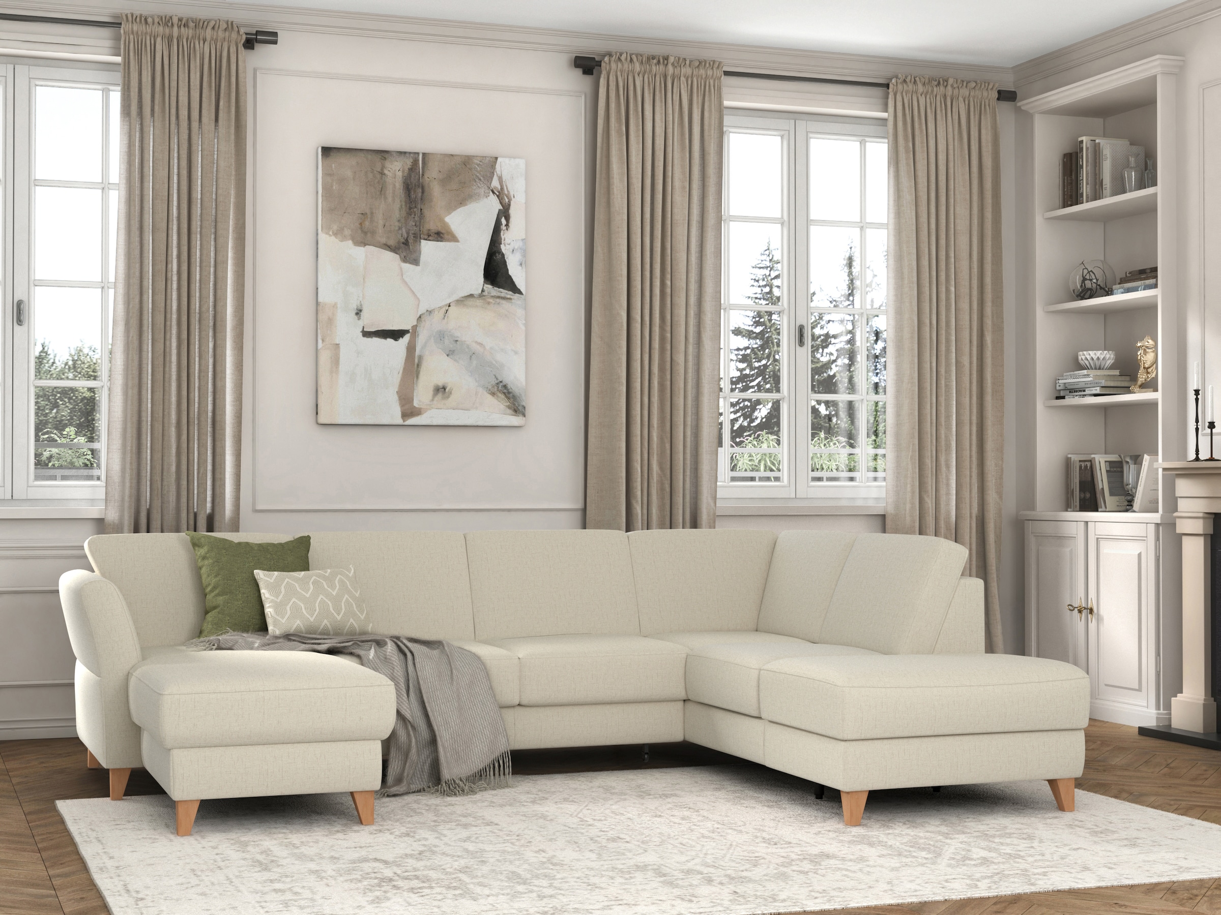 sit&more Wohnlandschaft »Visby U-Form«, wahlweise mit Bettfunktion und Stauraum, frei im Raum stellbar