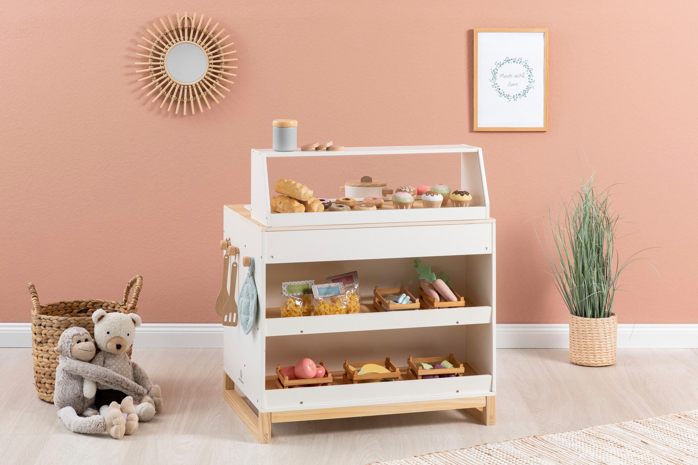 MUSTERKIND® Spielküche »Prunus, weiß/natur«, FSC®-Holz aus gewissenhaft bewirtschafteten Wäldern