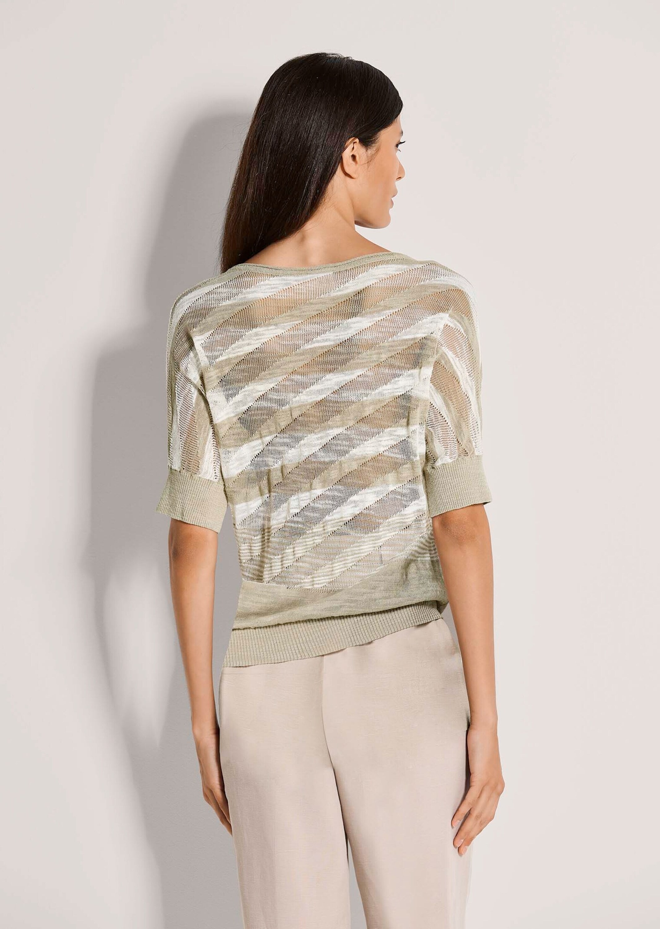 MADELEINE Longpullover »Ajourpullover Baumwollpullover mit Streifenmuster« Leicht transparent