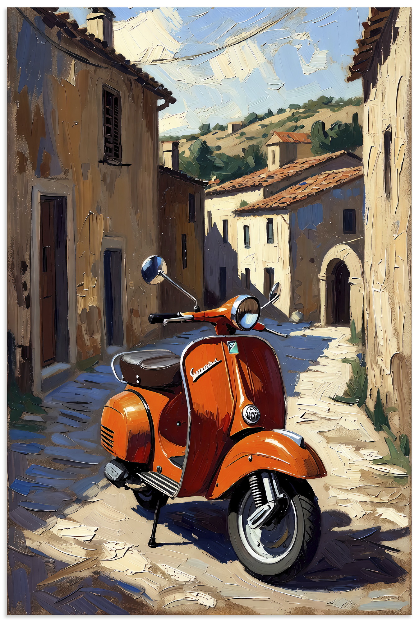 Artland Wandbild "Roter Motorroller im Süden von Italien" 1 Stk. tlg. als Alubild, Leinwandbild, Poster, Wandaufkleber in verschied. Größen