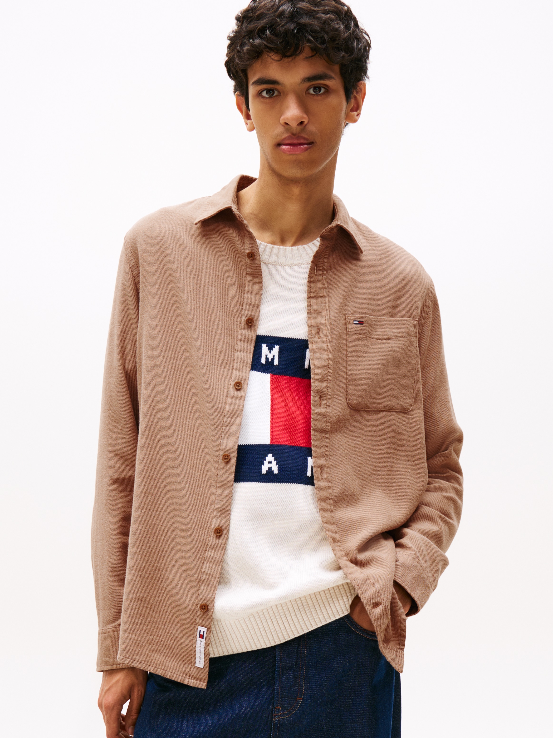 Tommy Jeans Flanellhemd "TJM FLANNEL", regular fit, Langarmhemd, halbgespre günstig online kaufen