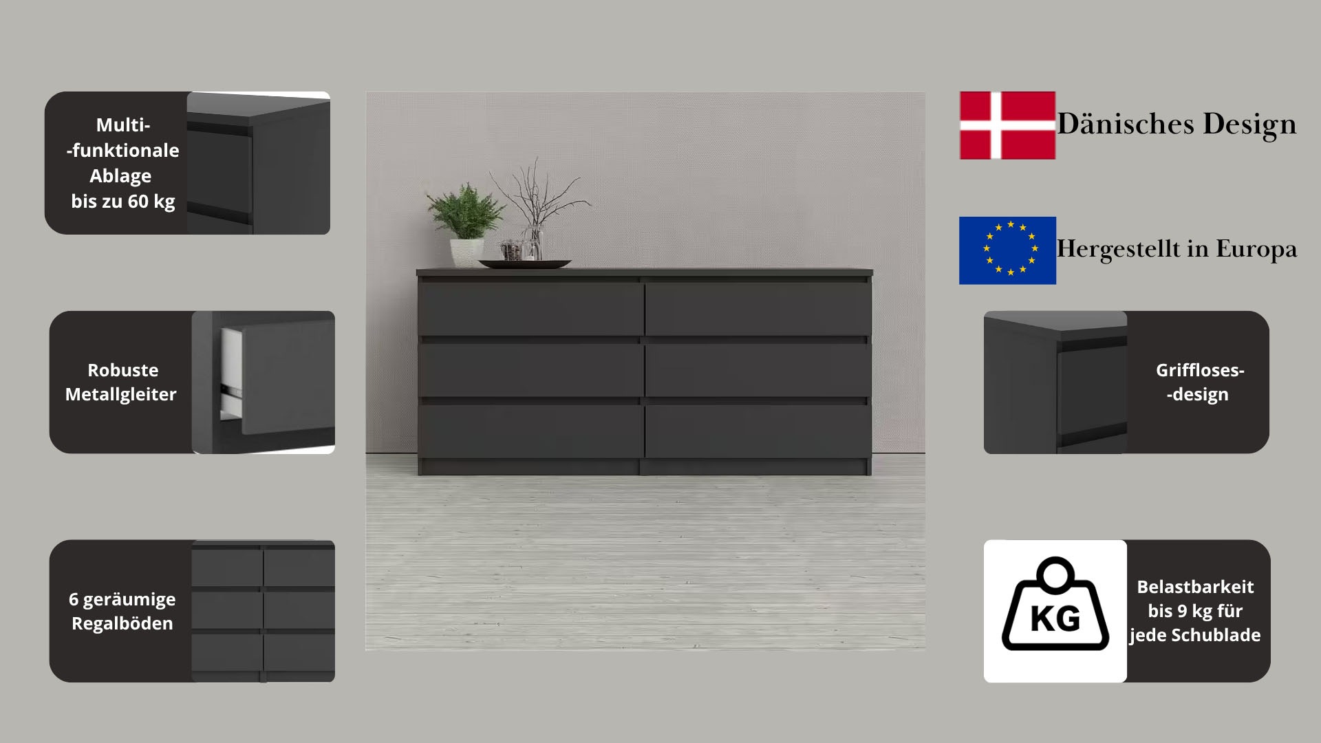 INOSIGN Kommode "Naia", Hochglanz-Optik, mit abgerundeten Schubladenkanten günstig online kaufen