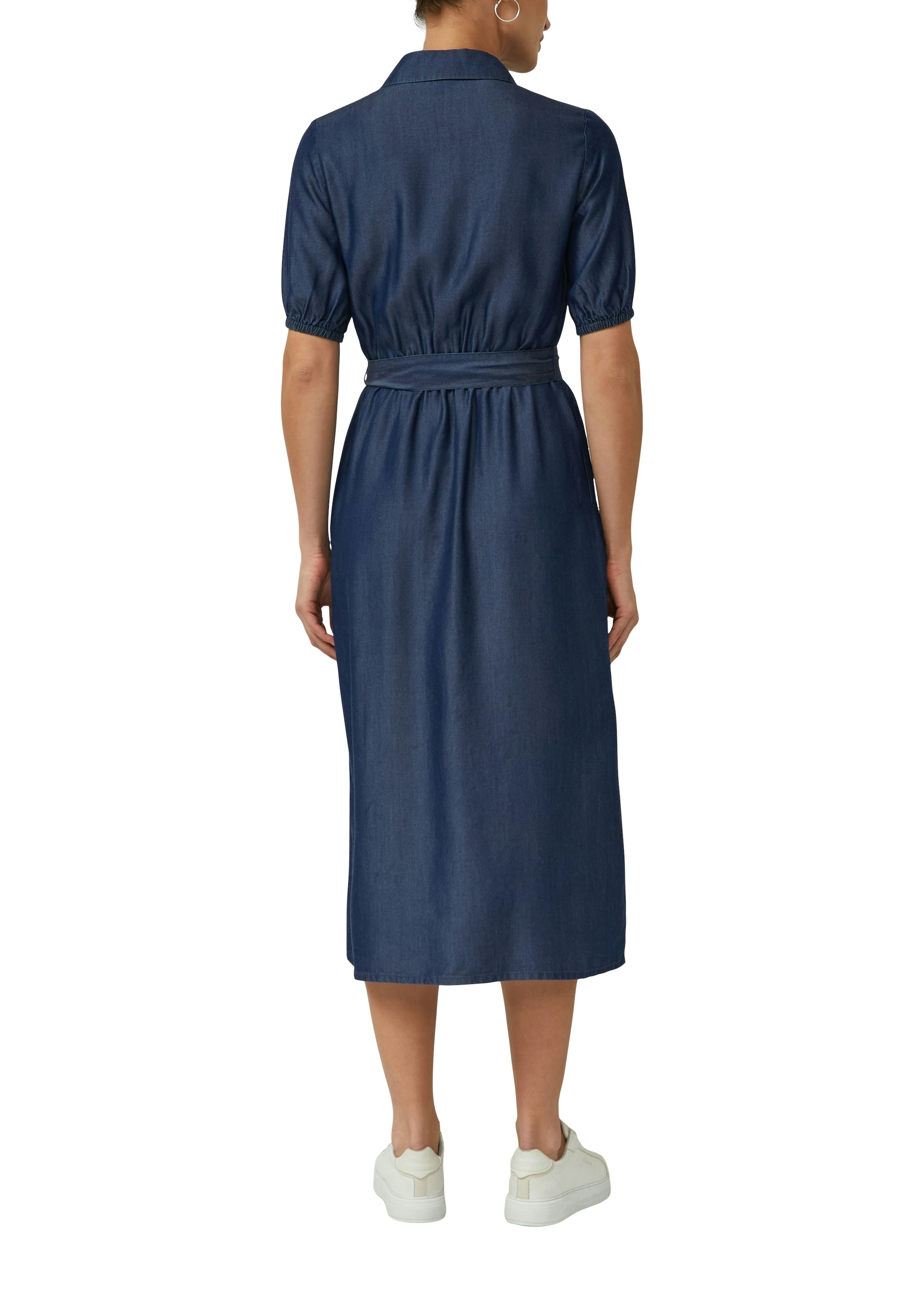 s.Oliver BLACK LABEL Hemdblusenkleid Ohne Taschen mit Bindegürtel