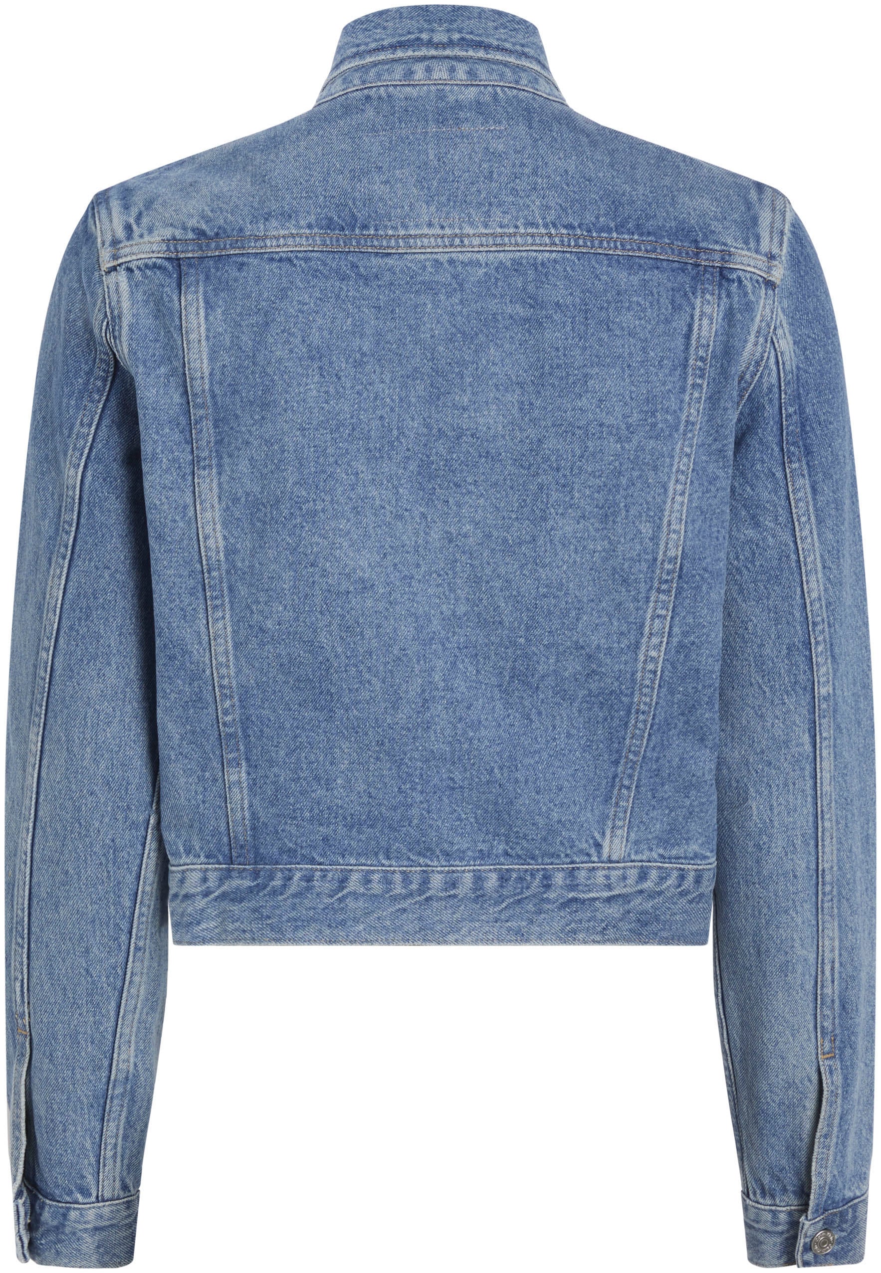 Calvin Klein Jeans Jeansjacke »CROPPED 90'S DENIM JACKET«, Logostickerei auf Brustasche, enge Passform