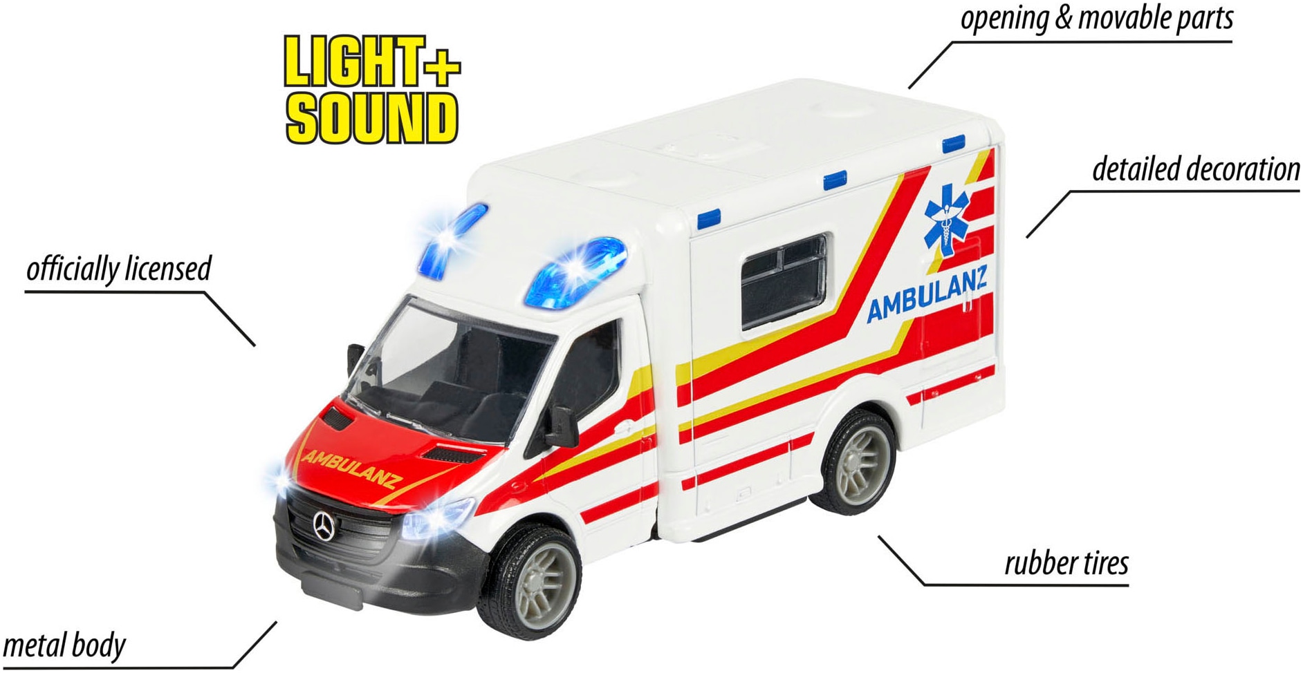 majORETTE Spielzeug-Krankenwagen »Mercedes-Benz Sprinter Ambulance«, mit Licht und Sound