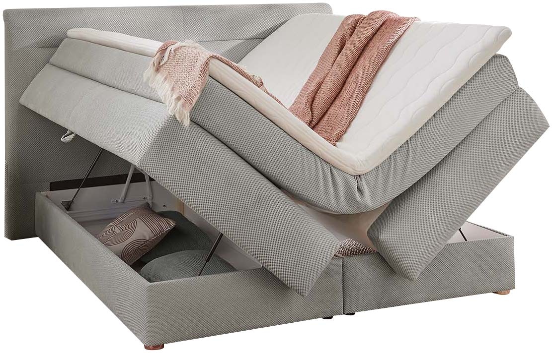 Jockenhöfer Gruppe Boxspringbett »Simone, inklusive großem Stauraum/Bettkasten«, Bonell-Wendematratze H2/H3, Topper und 2 Kissen