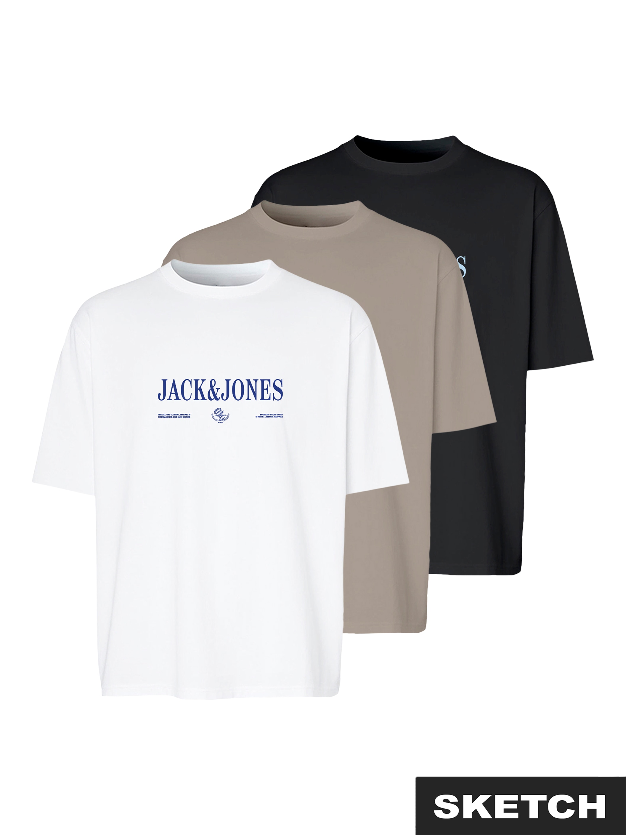 Jack & Jones Rundhalsshirt "JORFREDERIKSBERG BRANDING TEE 3PK MP" Packung, 3 Baumwolle, regular fit
