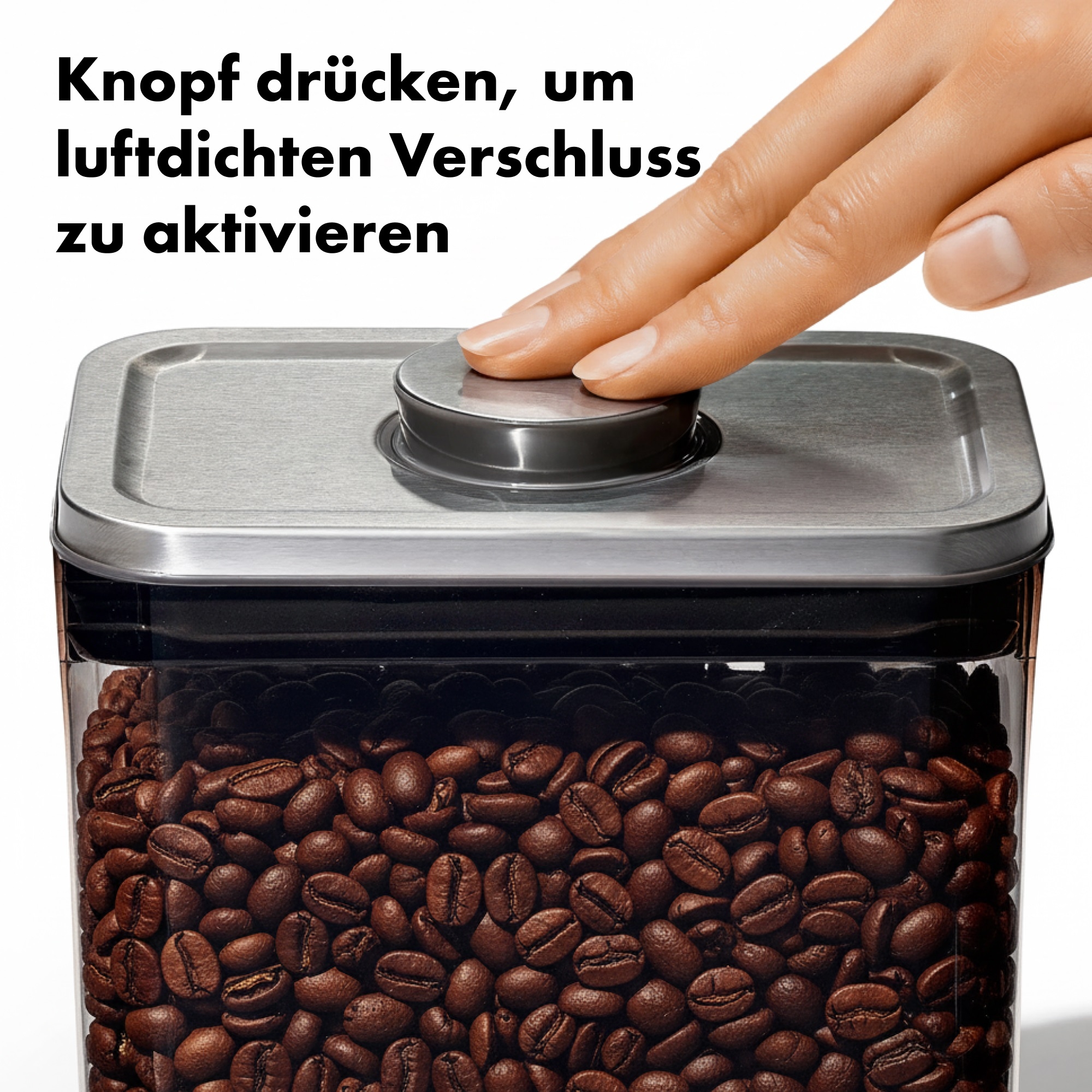 OXO SteeL Aufbewahrungssystem »Steel Coffee POP‑Behälter mit Dosierlöffel« 1 tlg. getönter Behälter schützt den Kaffee vor UV-Licht