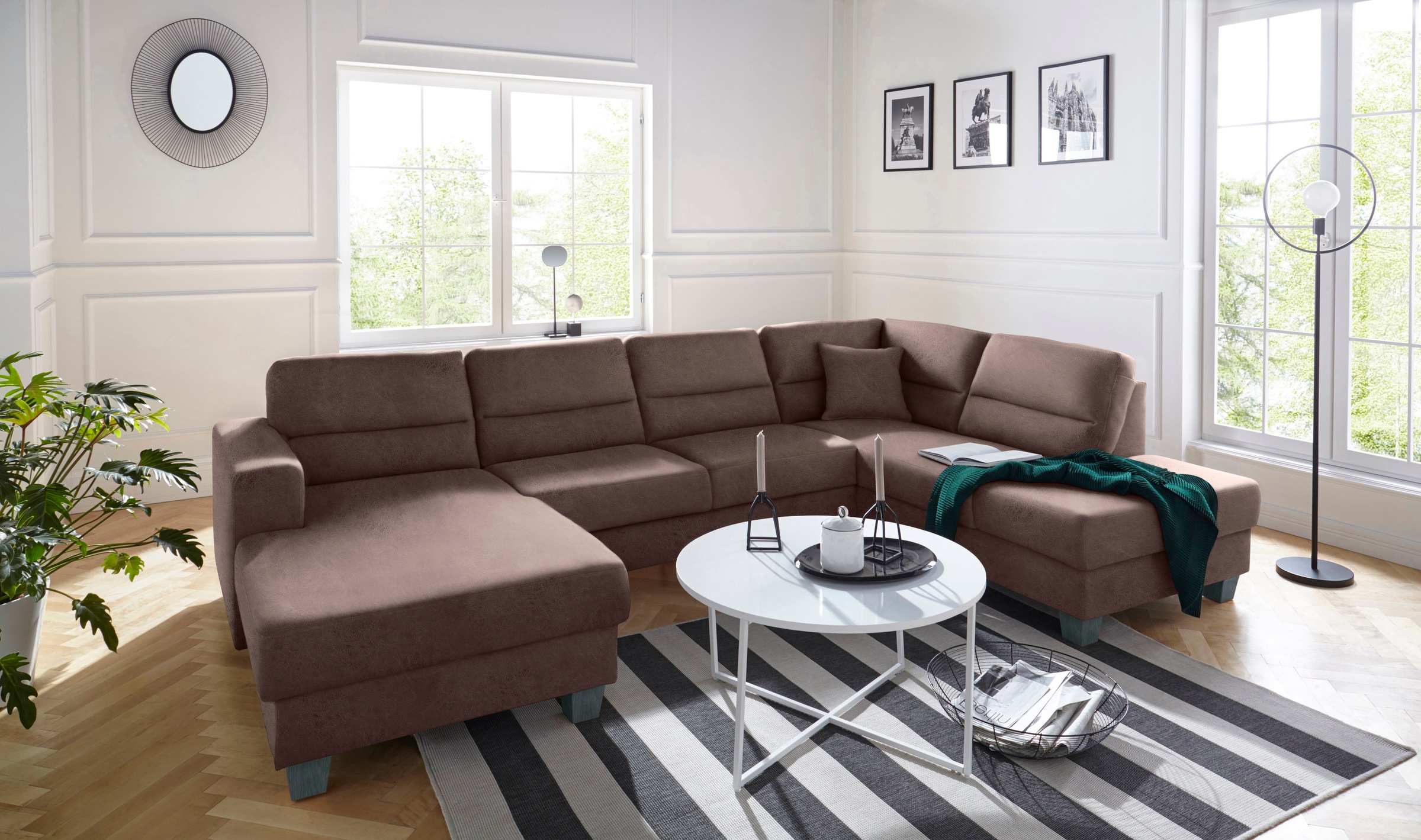 TRENDMANUFAKTUR Wohnlandschaft »Chamber, zeitlos und modern, bequem, hoher Sitzkomfort, U-Form«, wahlweise mit Schlaffunktion