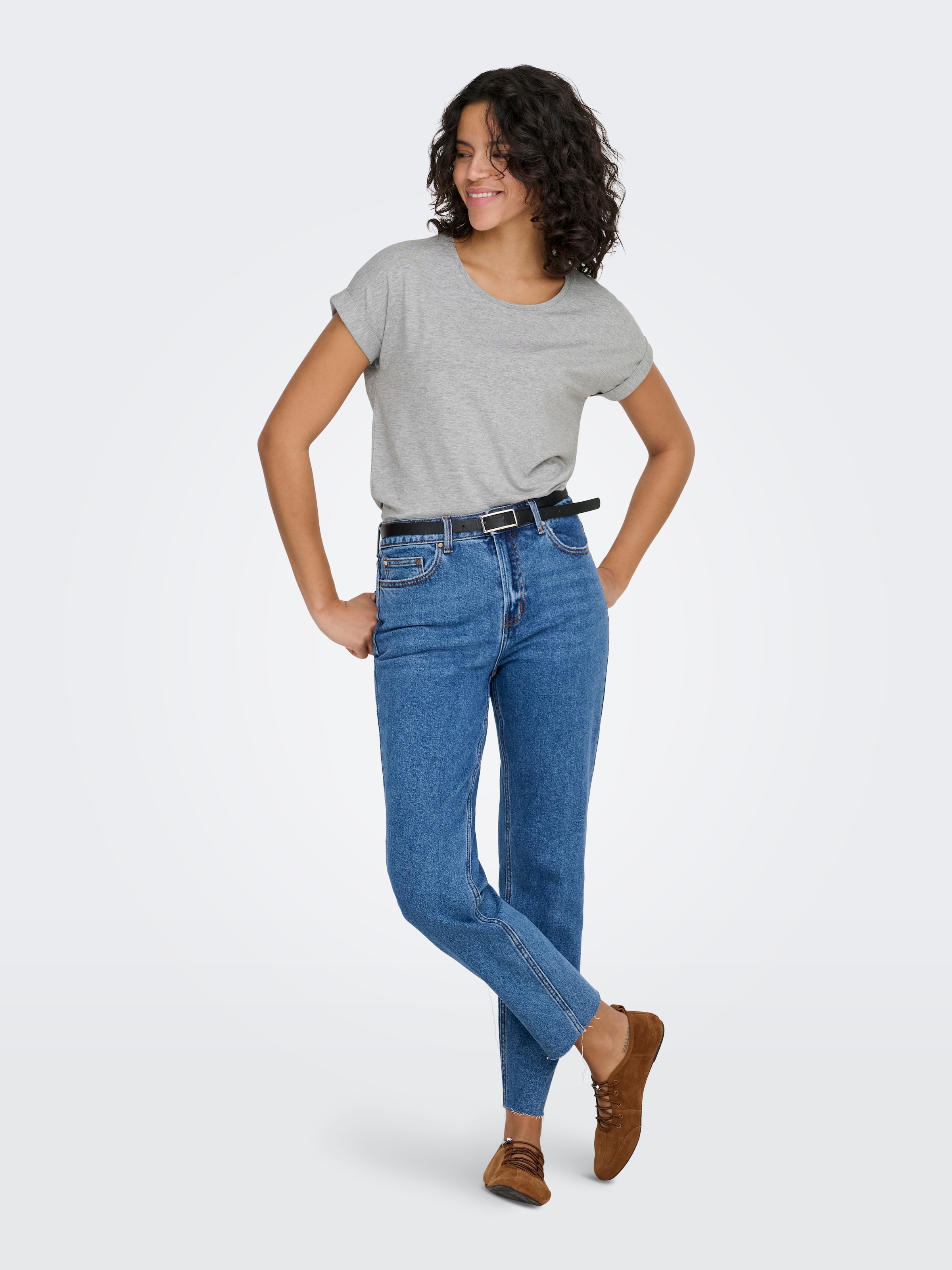 ONLY T-Shirt »ONLMOSTER – T-Shirt mit melierter Optik und elastischem Material« meliert, casual, lässig geschnitten, Viskosemischung, Rundhals