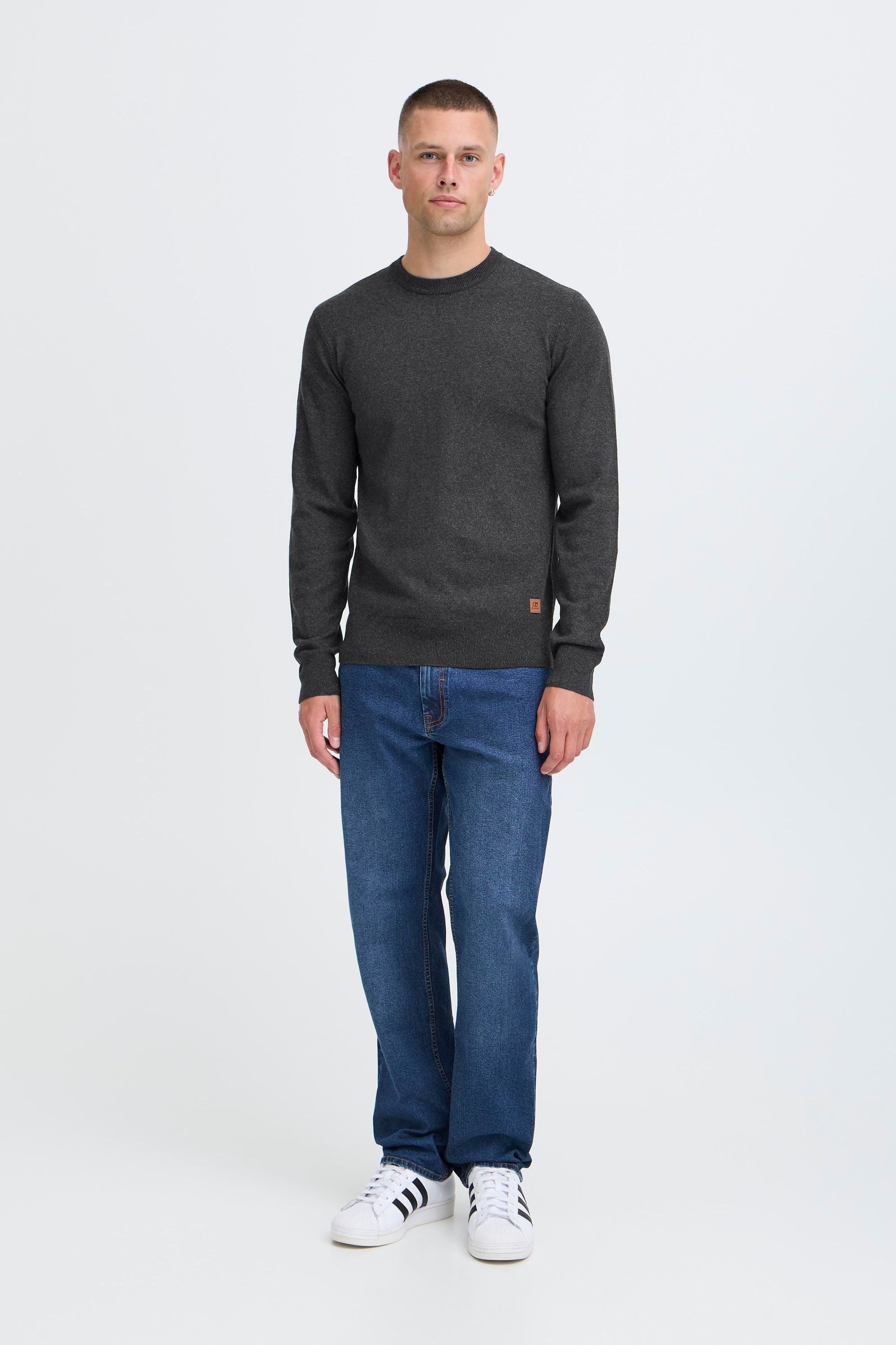 Strickpullover BLEND "BHFinn", Herren, Gr. XXL, charcoal mix, Feinstrick, 70% Baumwolle (Recycled), 30% Polyester (Recycled), unifarben, normal normal, Rundhals, Pullover Strickpullover, Stilvoller Strickpullover 5