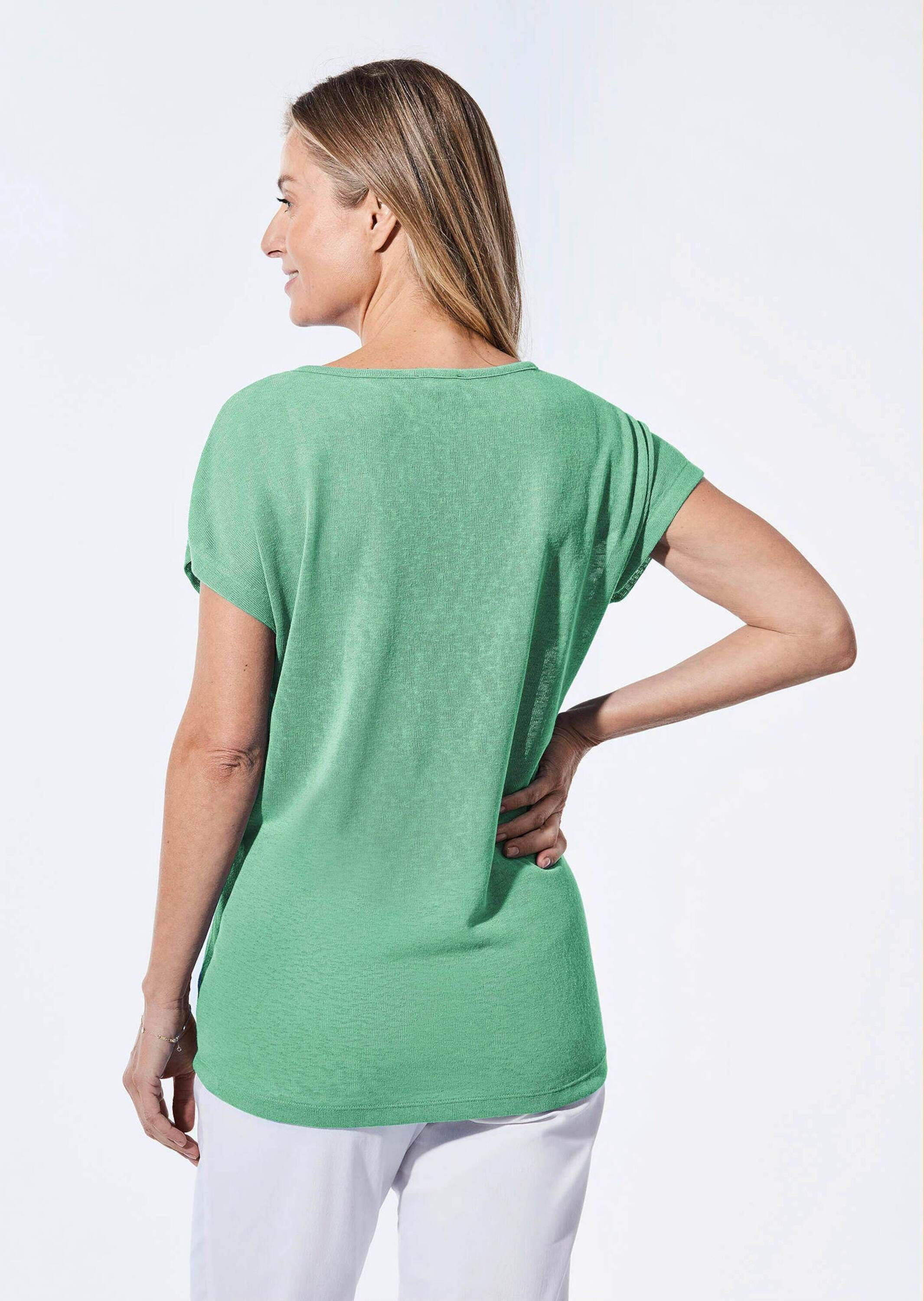 GOLDNER Kurzarmshirt »Shirt Shirt in Leinenoptik«