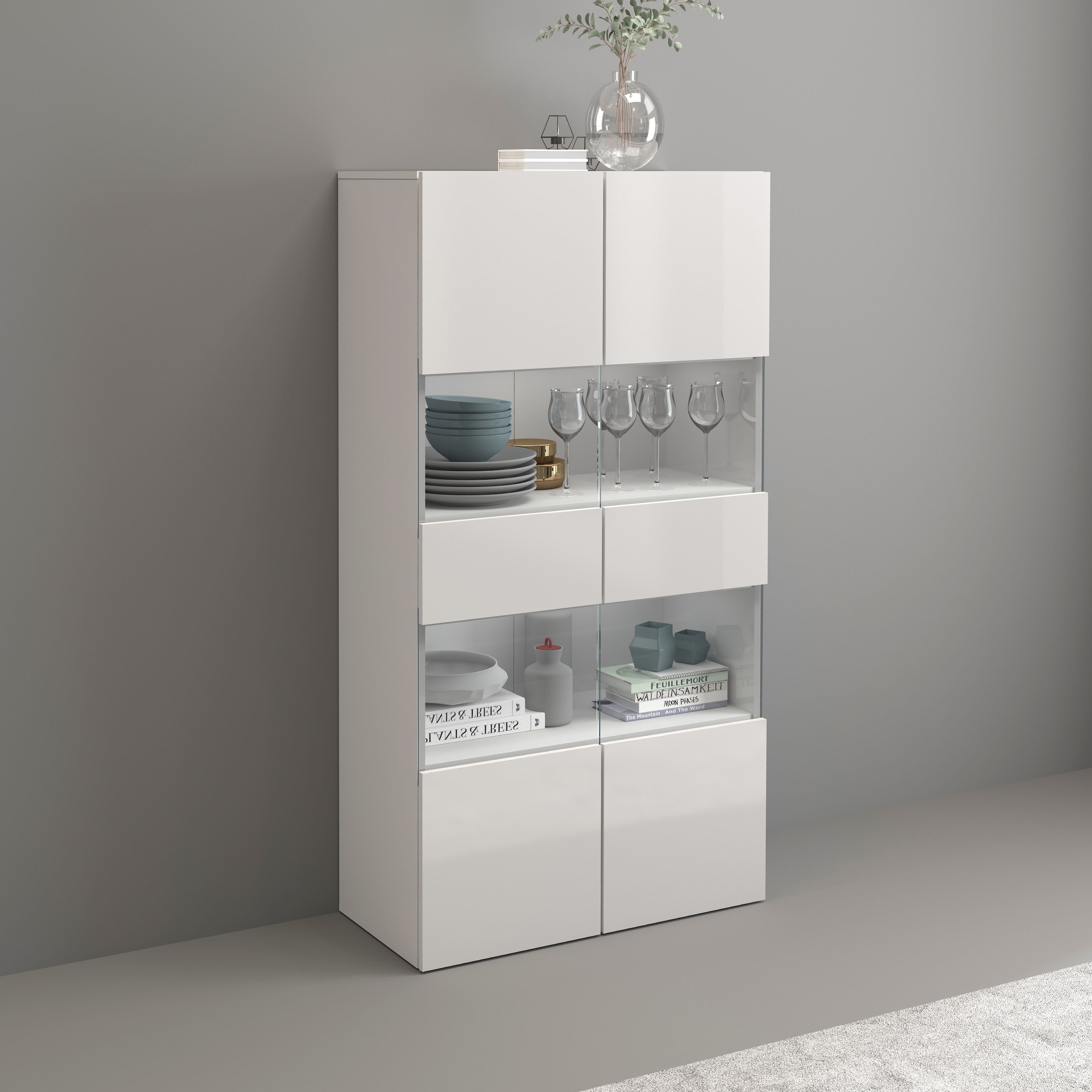 INOSIGN Vitrine »Egypt«, komplett hochglanz lackiert, 2 Glastüren