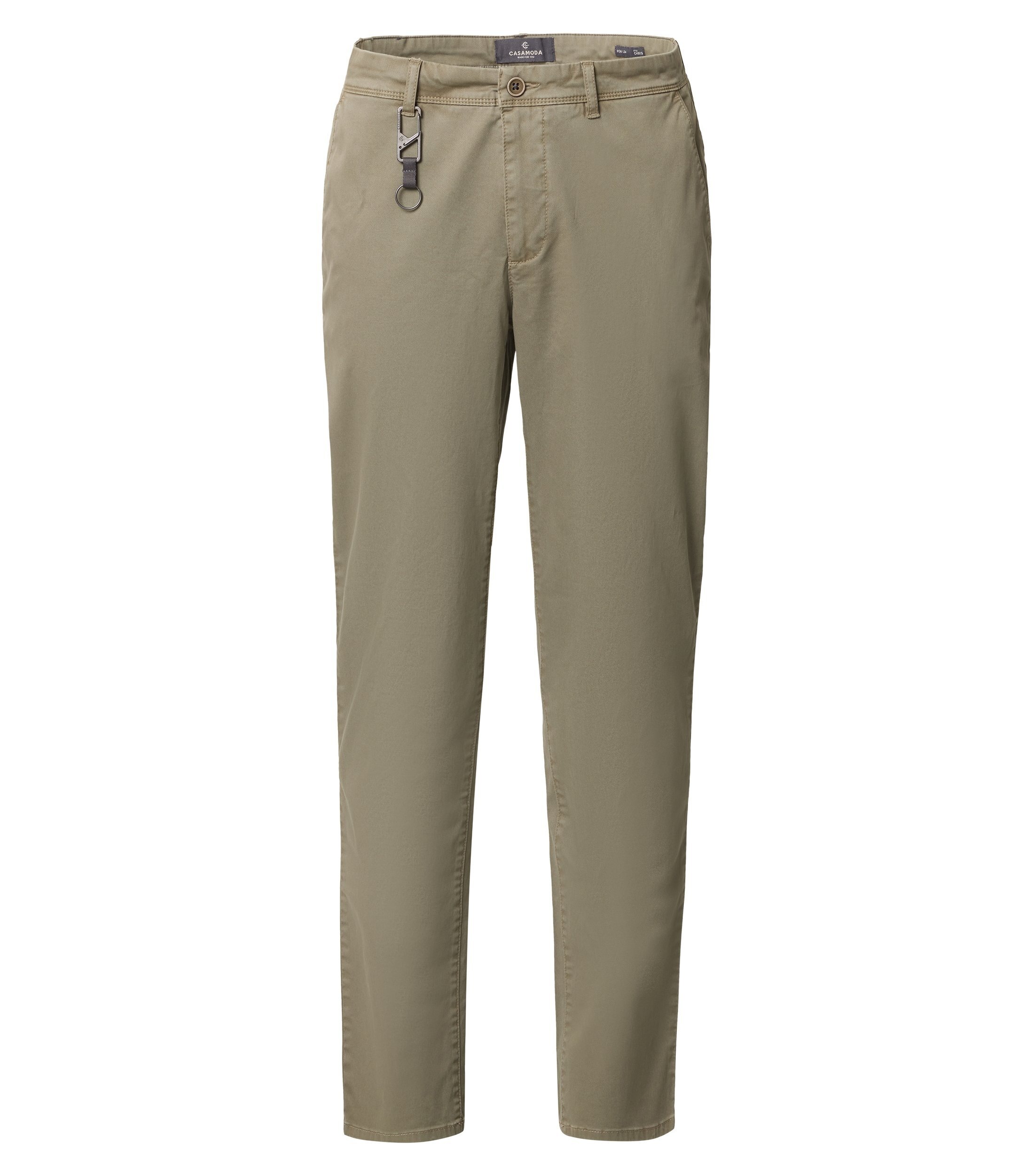 Chinohose CASAMODA "CASAMODA Chinohose CHRIS uni", Herren, Gr. 32/30, Länge 30, grün, 97% Baumwolle, 3% Elasthan, Hosen Chinohose