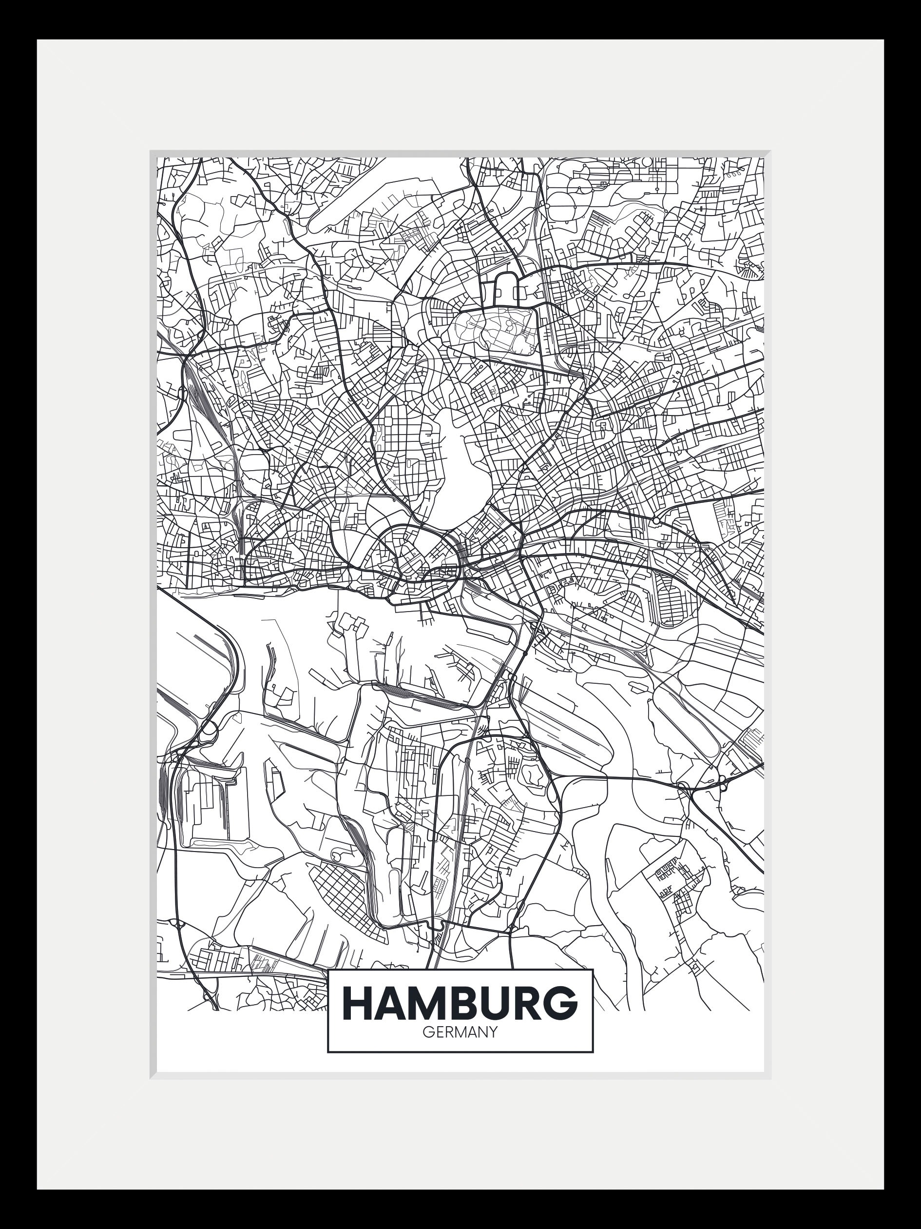 queence Bild "Hamburg Stadtkarte", Städte-Stadt-Deutschland-Gebäude-Schrift günstig online kaufen