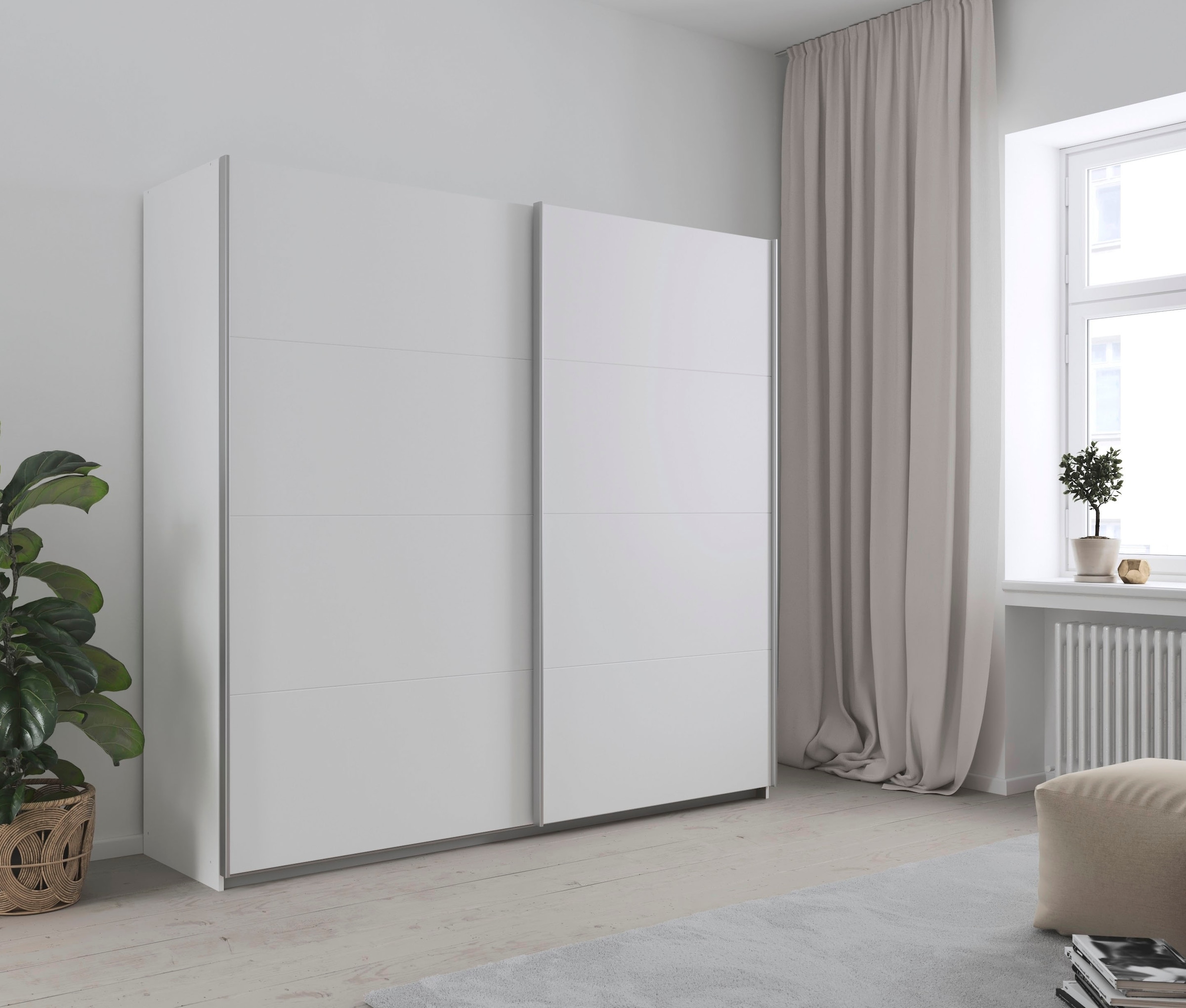 INOSIGN BY RAUCH Schwebetürenschrank »Kleiderschrank Schrank Garderobe Schlafzimmerschrank THANOS«, (in 3 verschiedenen Ausstattungen BASIC/CLASSIC/PREMIUM), Optional mit Spiegel, Metall-Griffleisten alufarben MADE IN GERMANY