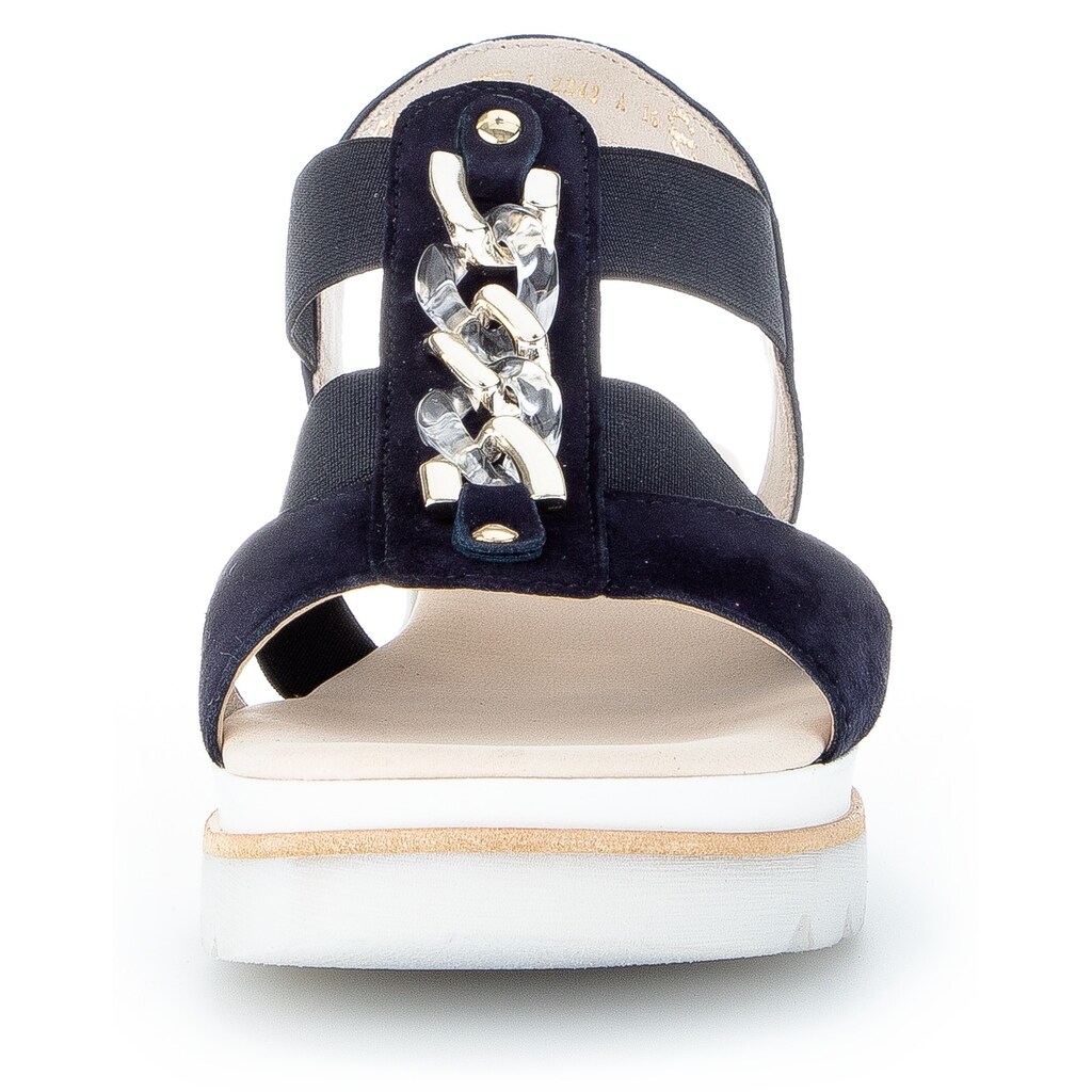 Marken Gabor Gabor Keilsandalette, mit trendiger Zierkette nachtblau Marken Gabor Gabor Keilsandalette, mit trendiger Zierkette nachtblau