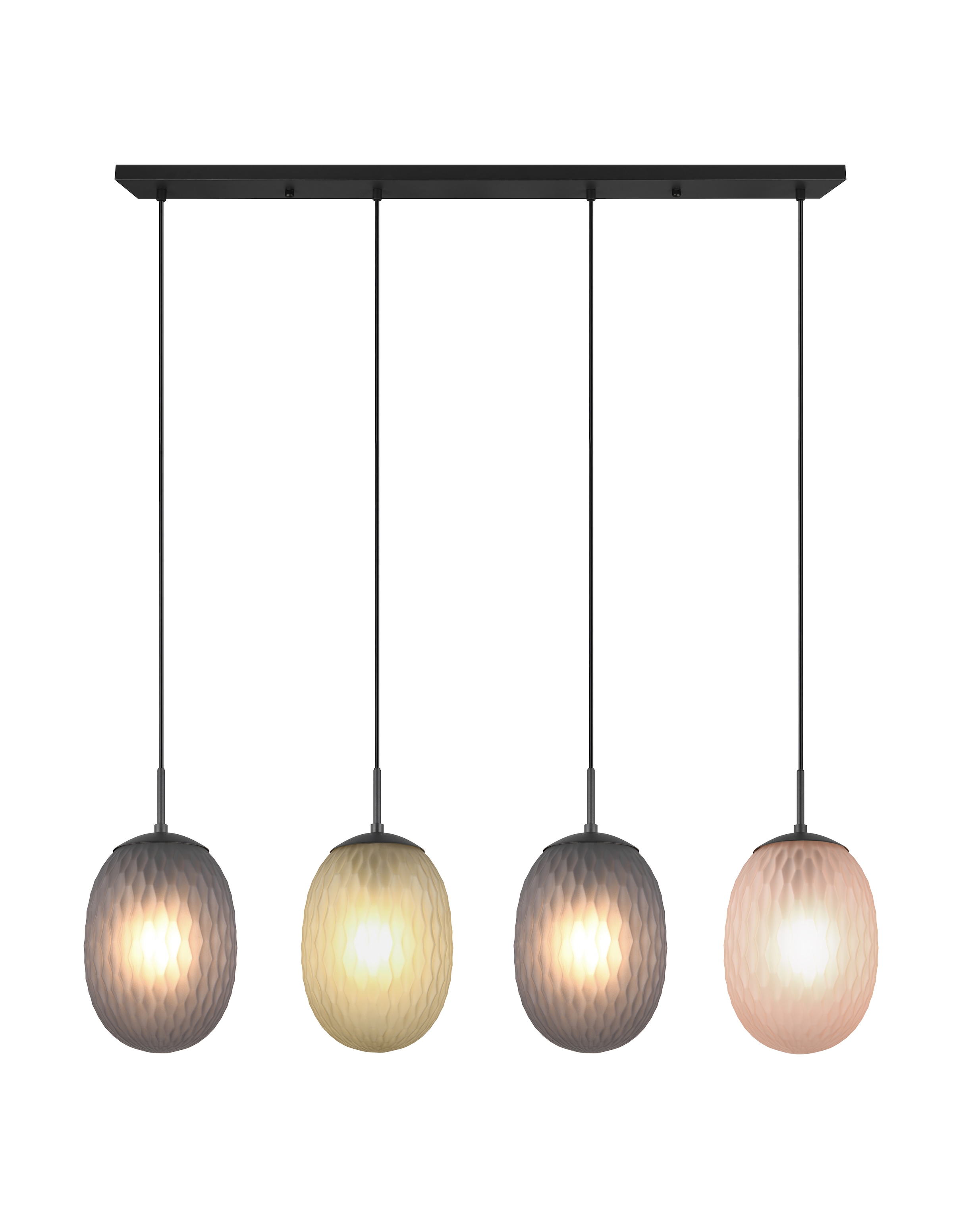TRIO LEUCHTEN Pendelleuchte "FACETTE, Hängeleuchte 4-flg. mit facettiertem Glasschirm in rauchgrau", 4, Ø 17,5cm H: 150cm, 1 Stk., bunt, Esszimmer,
