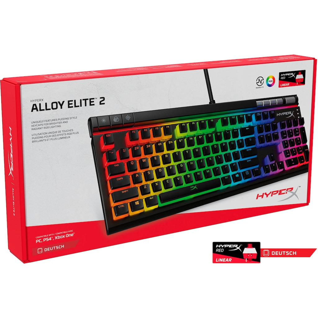 HyperX Gaming-Tastatur »HyperX Alloy Elite™ 2«, (Gaming-Modus-Multimedia-Tasten-Funktionstasten-Ziffernblock-Lautstärkeregler-USB-Anschluss)