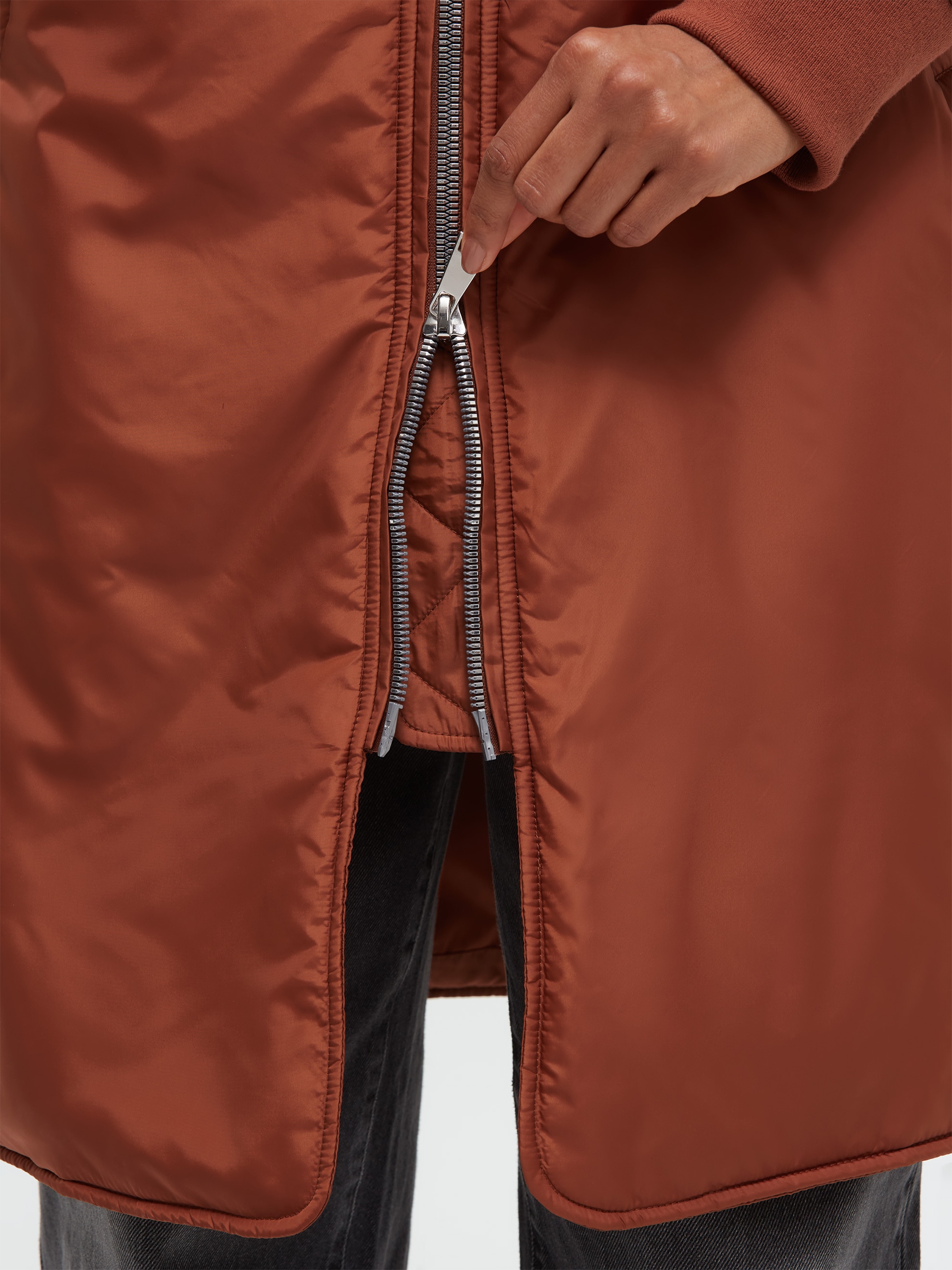 SENSES.THE LABEL Langjacke ohne Kapuze mit Zwei-Wege-Reißverschluss