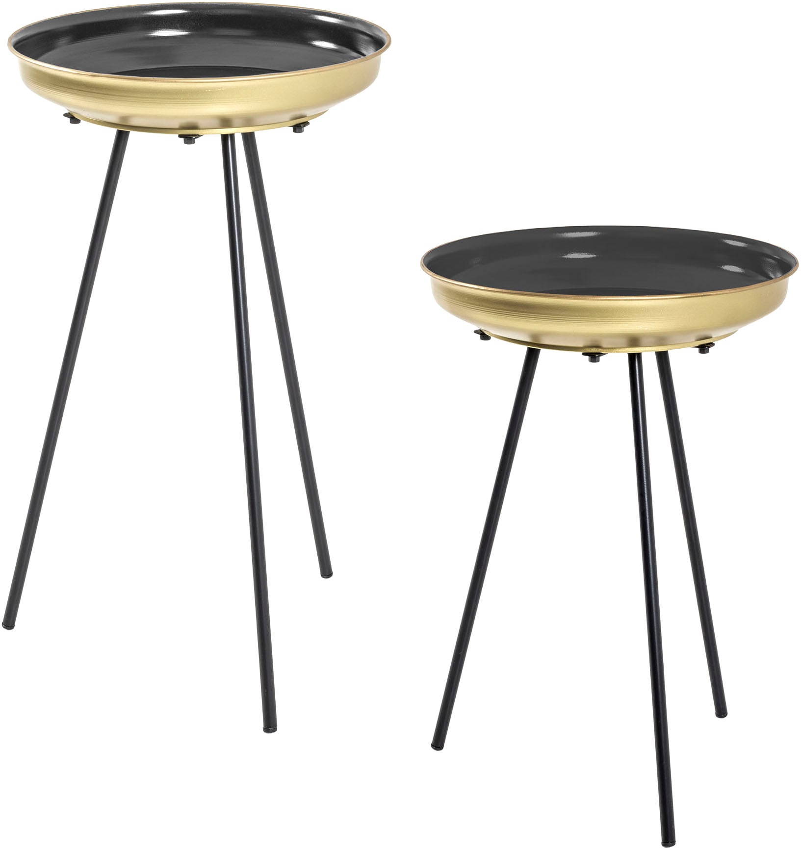 HAKU 1100000002199 "Sofatisch, Wohnzimmertisch" Set, 2er Set, 2 Stk. tlg. rund - aus Metall Gold - Ø/H 30/50 und 35/60 cm