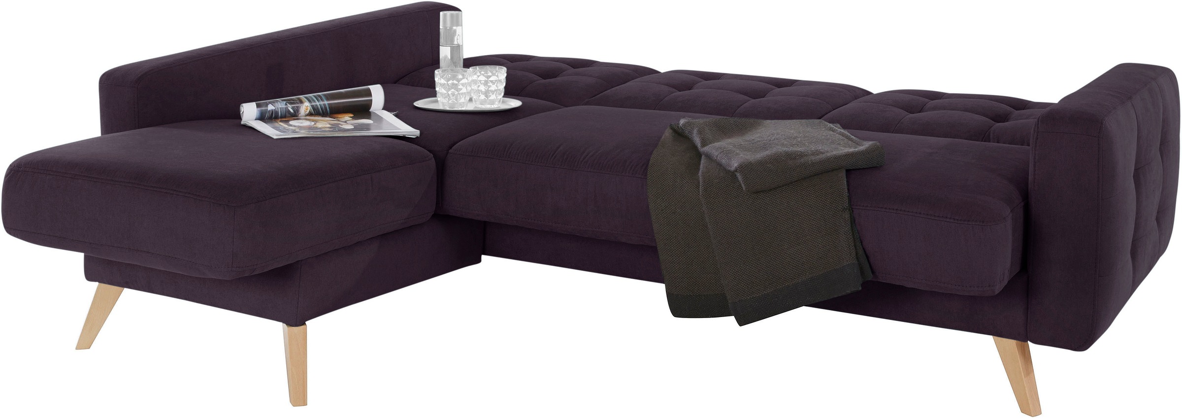 exxpo - sofa fashion Ecksofa »Nappa, kompakt und komfortabel, bequem, zeitloses Design, L-Form«, tolle Detailverarbeitung, inkl. Bettfunktion und Bettkasten