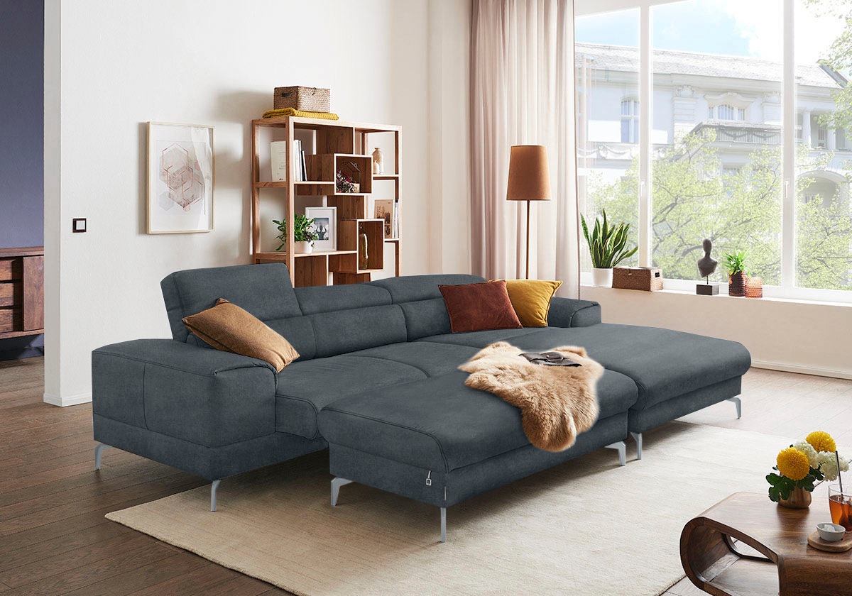 W.SCHILLIG Polsterhocker »piedroo, Designsofa mit tollem Sitzkomfort, bequem, L-Form«, Füße in Silber matt