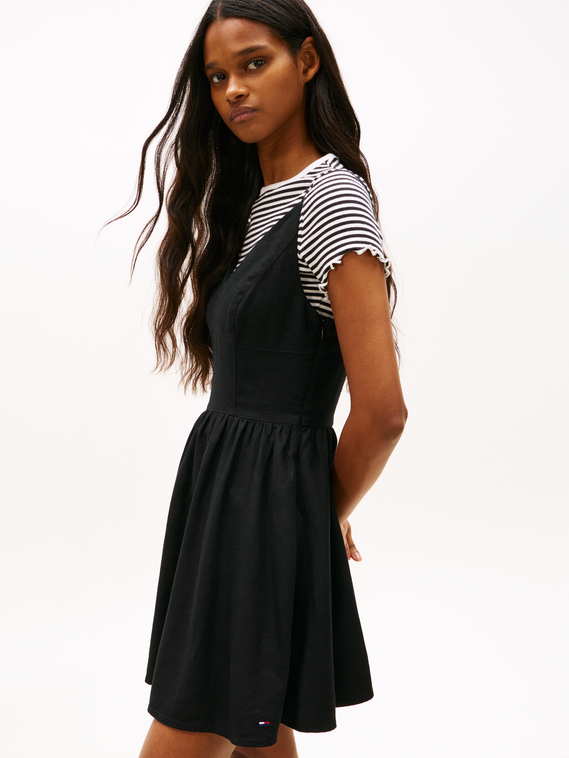 Tommy Jeans Minikleid "TJW LINEN SKATER DRESS" in Extra Slim Fit, Leinen-Mi günstig online kaufen