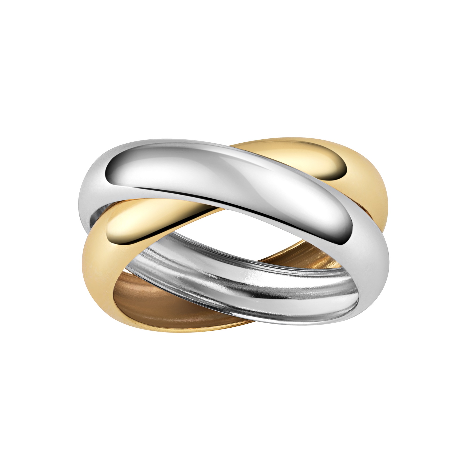 "Fingerring ""Gold 375 zweifarbig mit zwei beweglichen Ringschienen"" Gr. 21, bunt (mehrfarbig), FASCINATION BY ELLEN K., Fingerringe, Damen, 021
