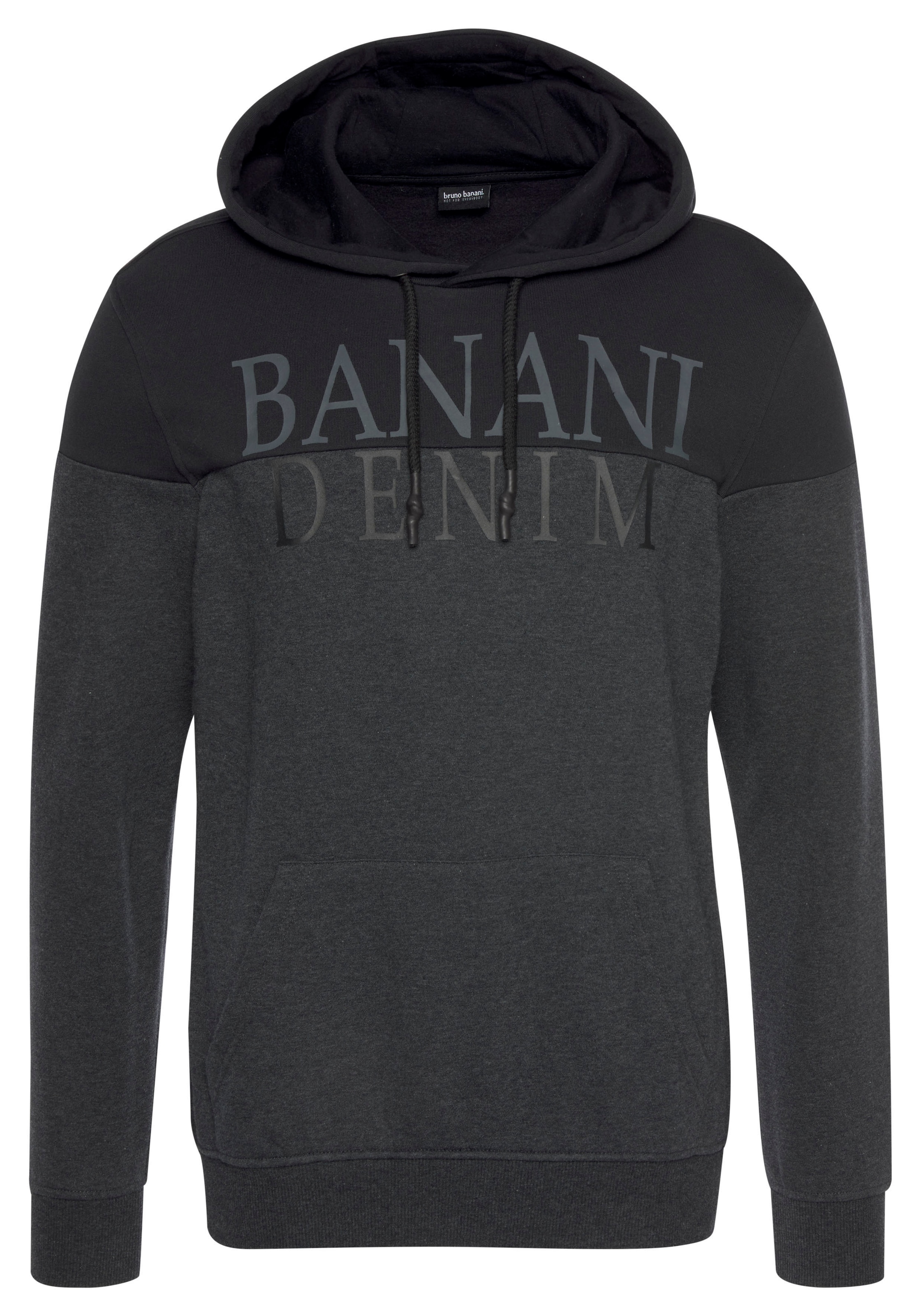 Bruno Banani Kapuzensweatshirt, Langarm, bedruckt und meliert, aus Baumwollmischung