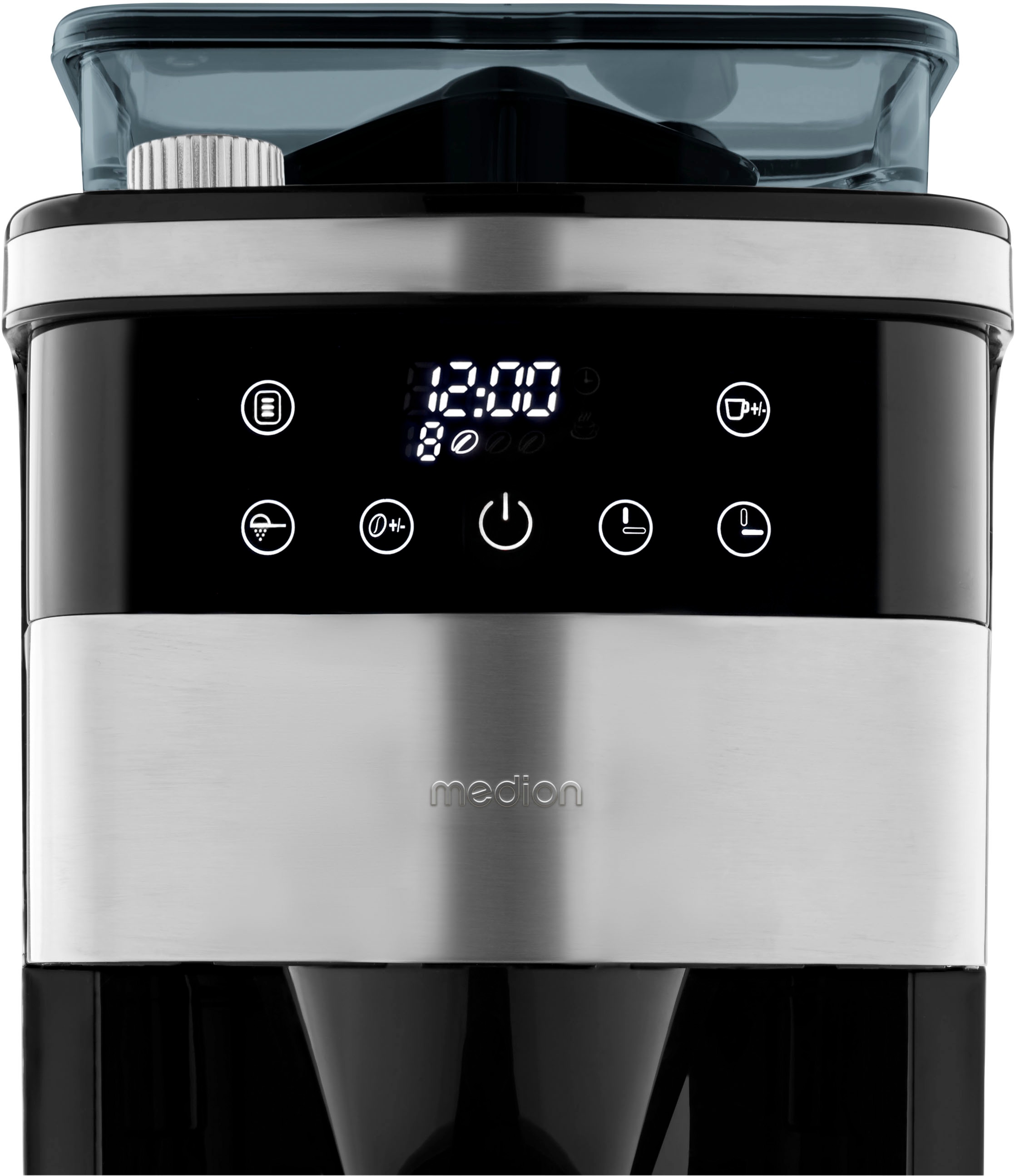 Medion® Filterkaffeemaschine »MD 19911, 8 Mahlstufen, 1 L Wassertank, Thermoskanne, Timerfunktion«, Permanentfilter, Tropfstopp, automatische Abschaltung
