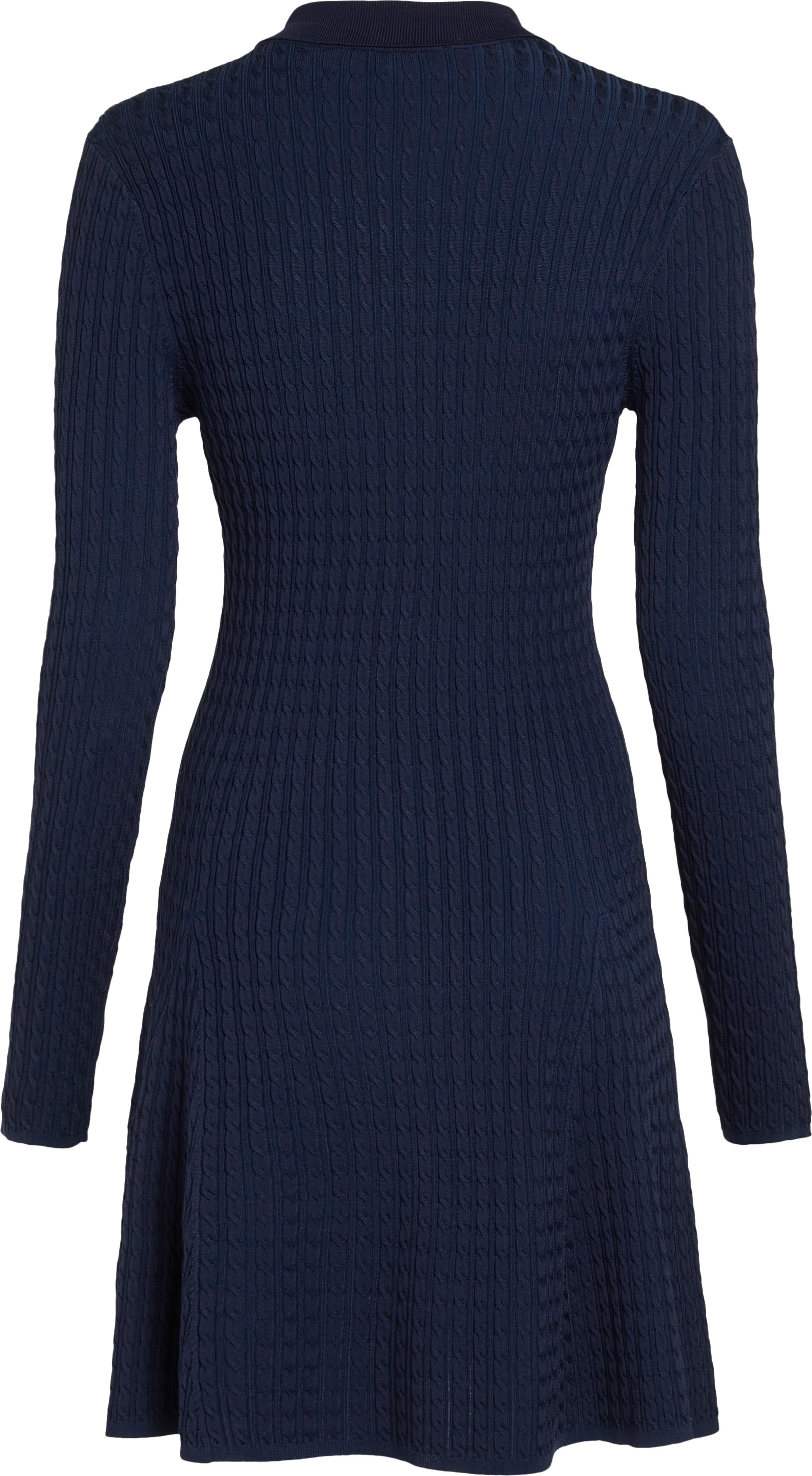 Tommy Hilfiger Strickkleid »RAYON CABLE F&F LS MIDI DRESS«, mit Zopfmuster, Metalllabel