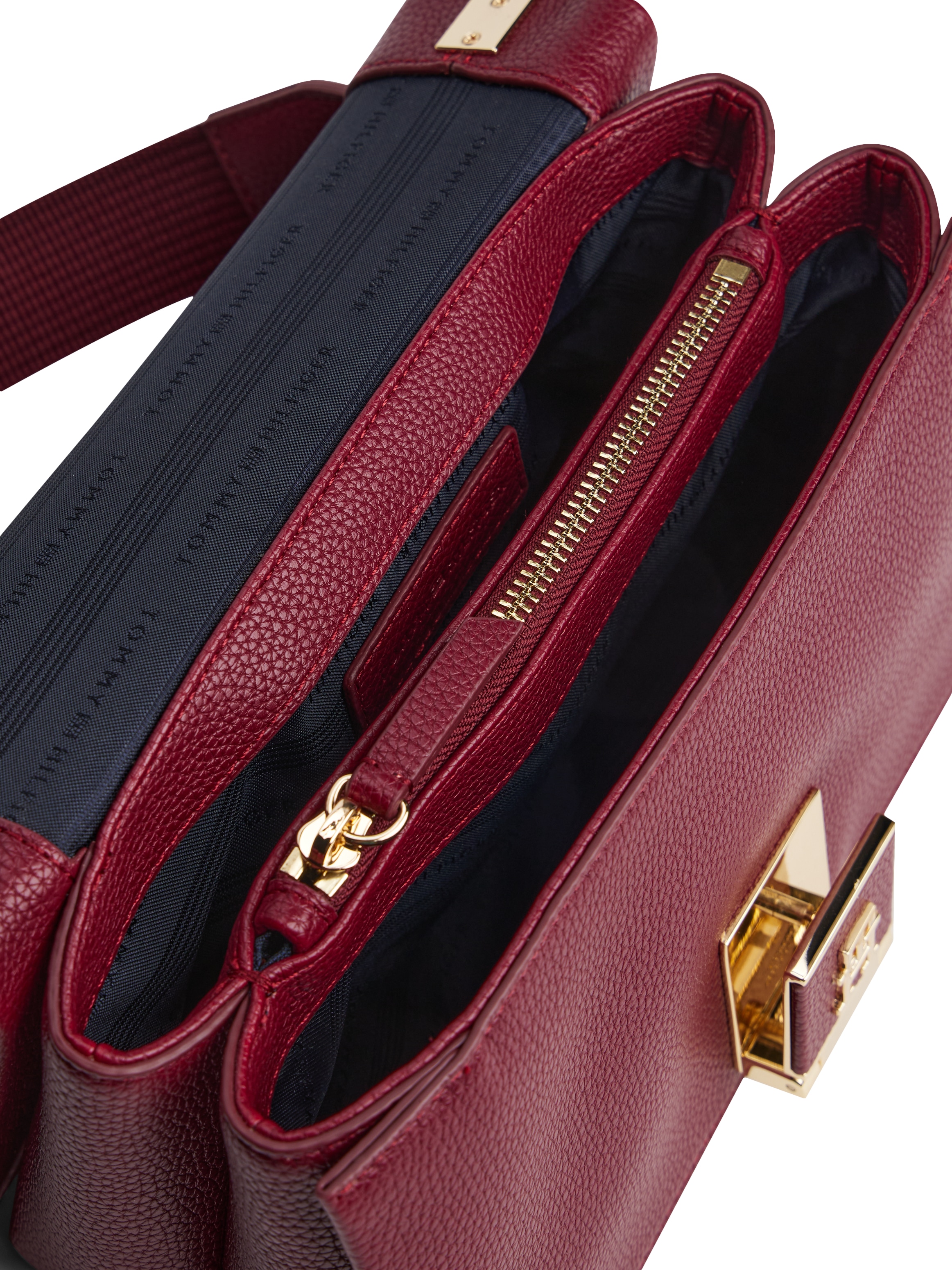 Tommy Hilfiger Umhängetasche »TH HER MED CROSSOVER«, Damen Tragetasche, Schultertasche mit goldfarbenem Steckverschluss