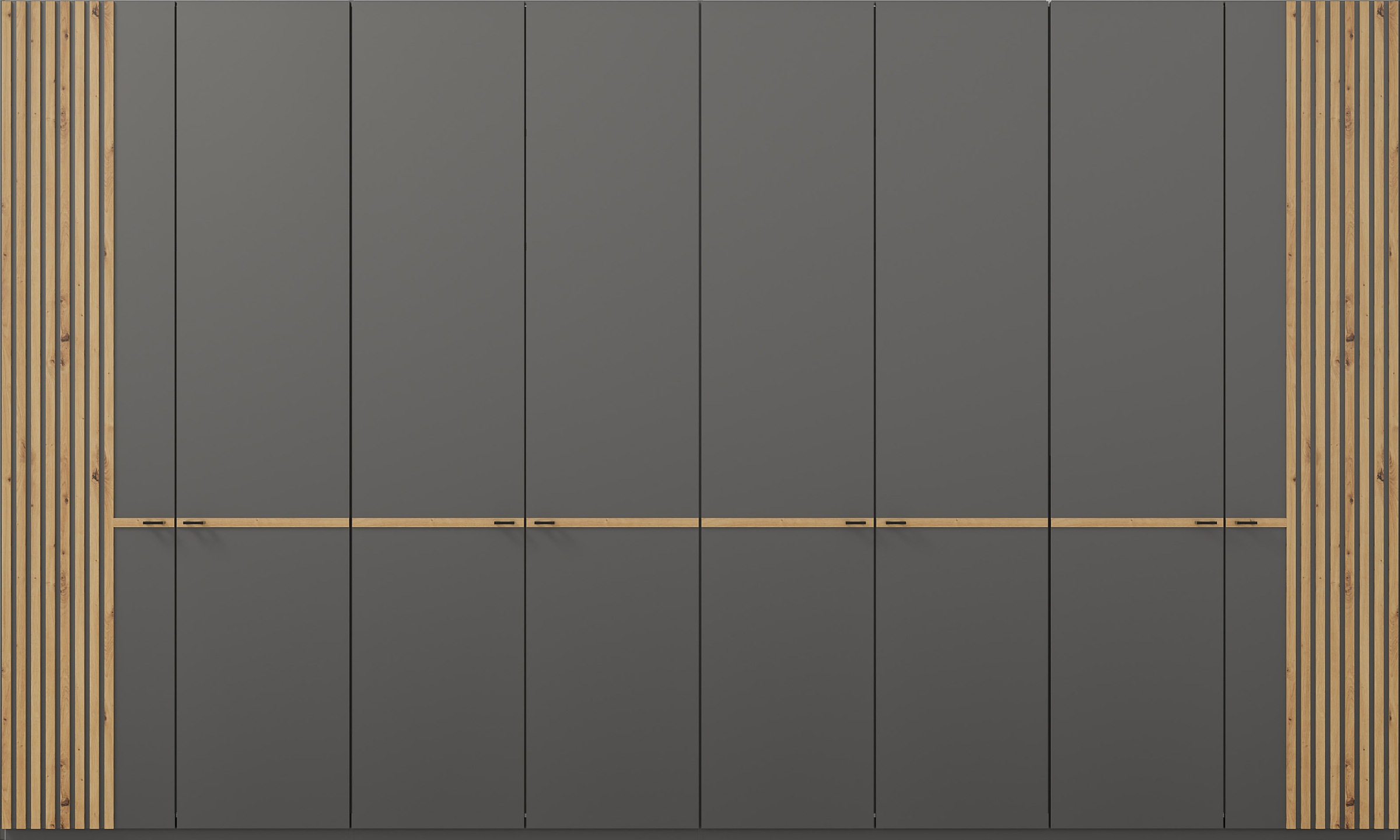 Thumbnail - Musterring Drehtürenschrank "Isabelle", Lamellen in Eiche, Griffe in schwarz, verschiedene Größen und Farben