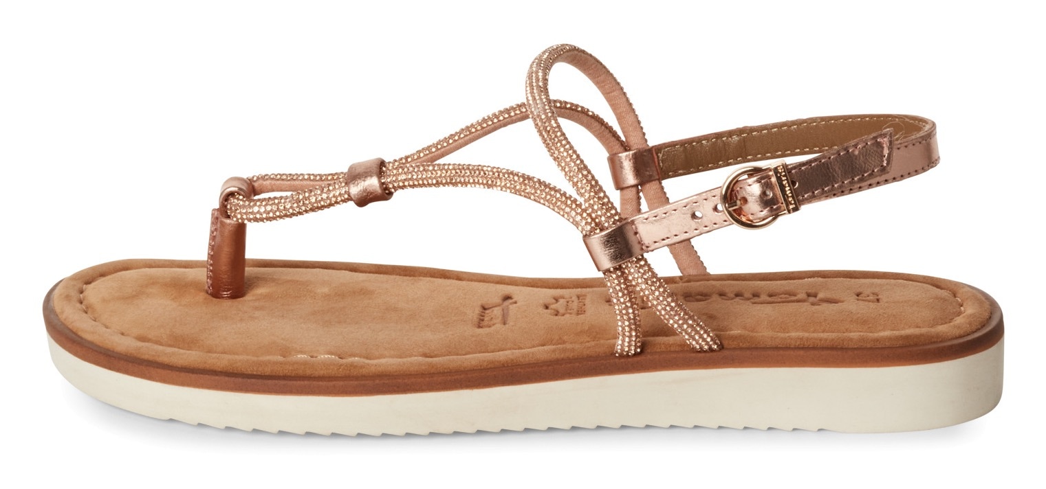 Tamaris Riemchensandale, Plateau, Sandalette, Sommerschuh mit glänzenden Strasssteinchen
