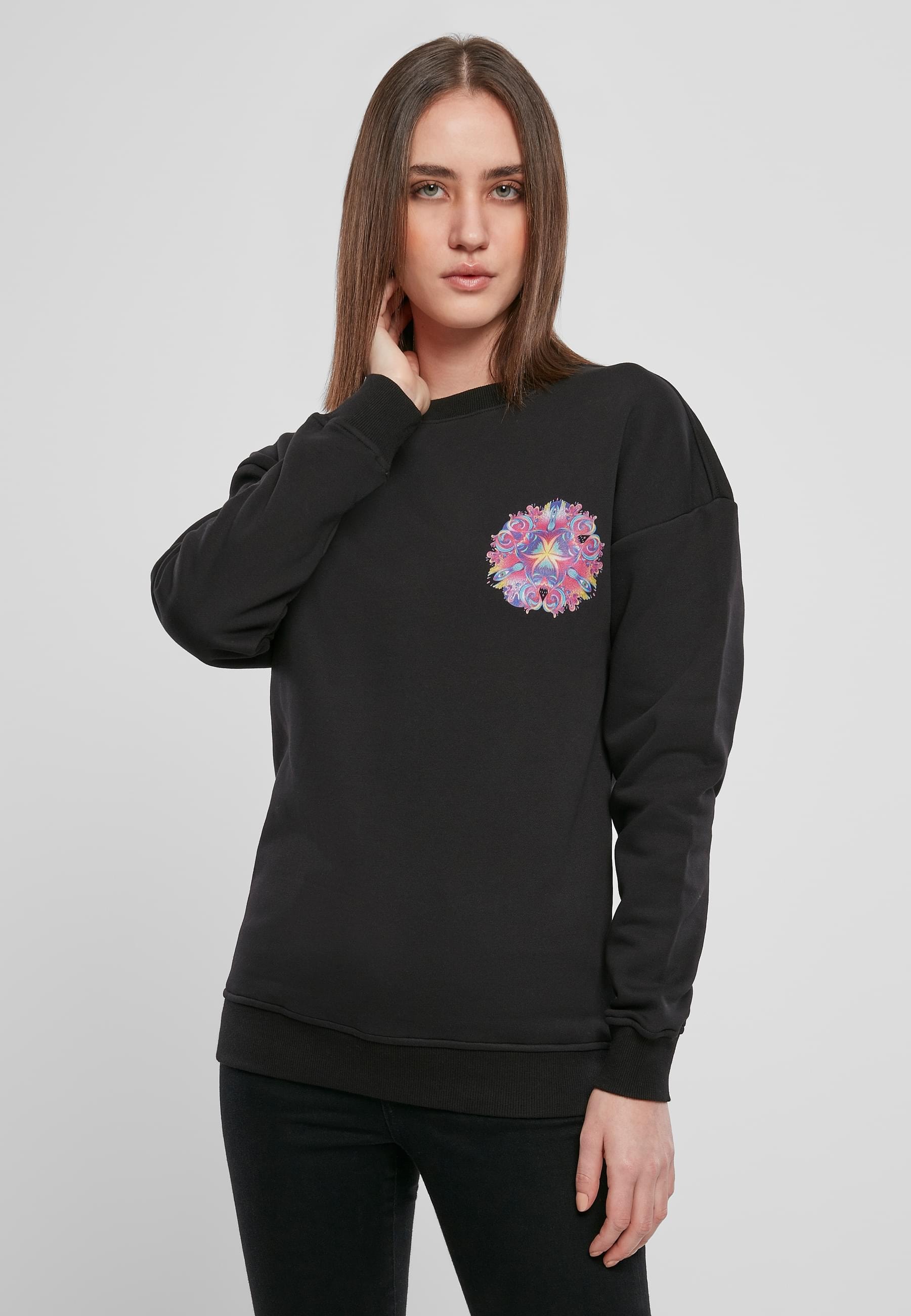 MisterTee Sweater »MisterTee Damen Ladies Psychadelic Mandala Crewneck«, (1 tlg.)
