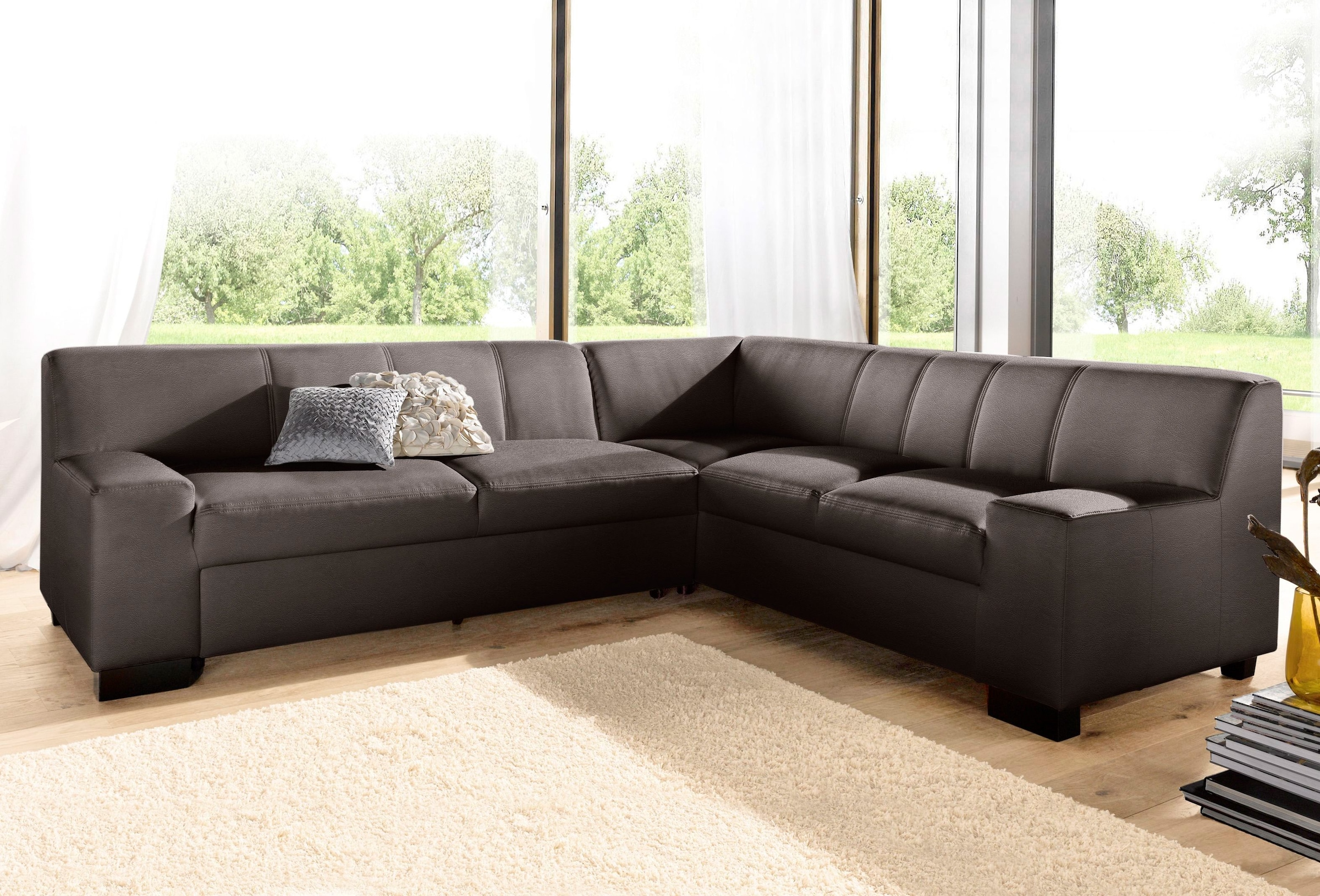 DOMO collection Ecksofa "Norma Top, elegant und modern, flache Armlehnen, L günstig online kaufen