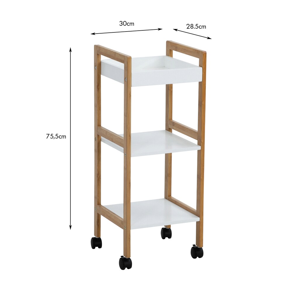 axentia Ablageregal »Regal, Bambus, 3 Böden, mit Rollen«