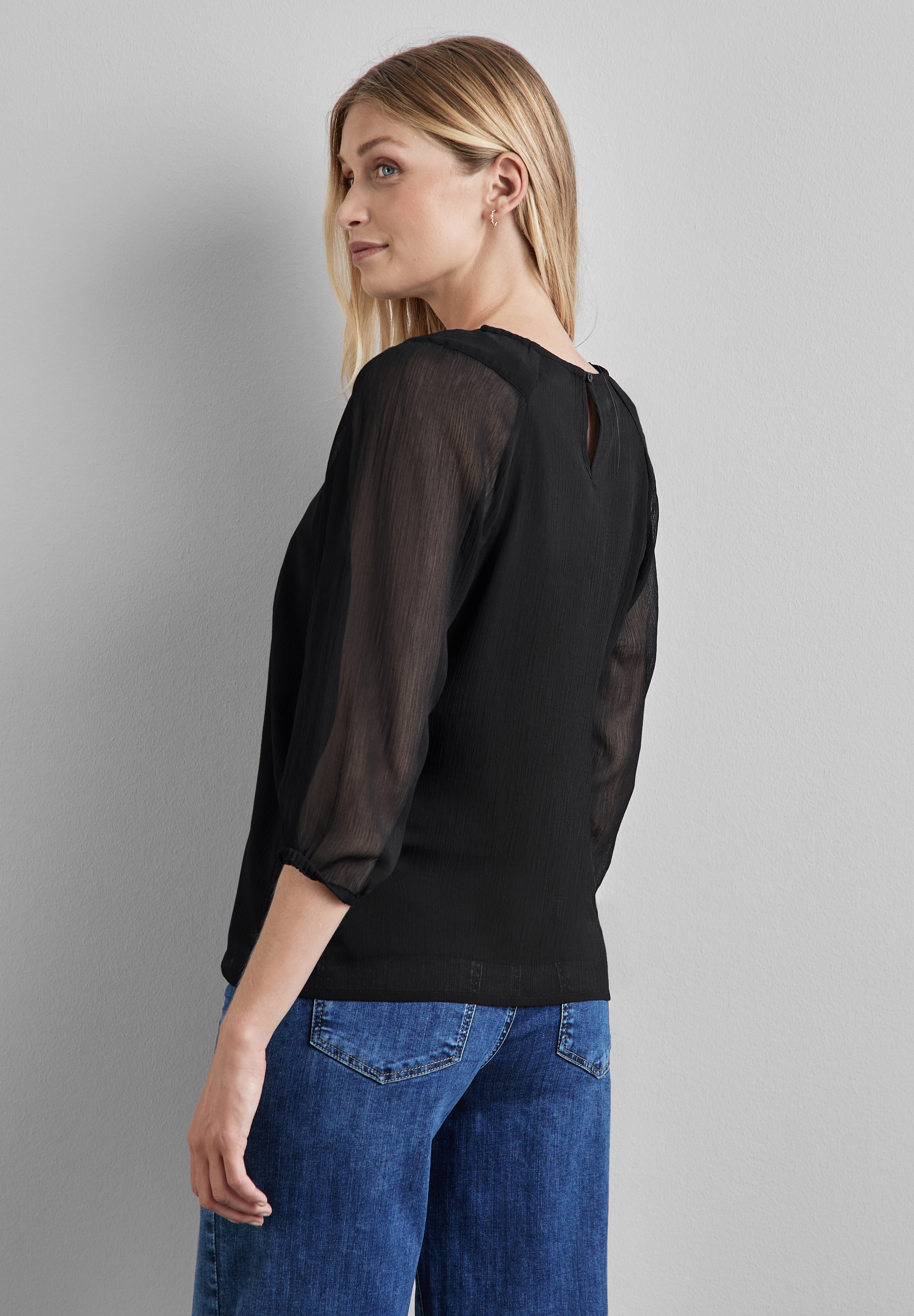 STREET ONE Chiffonbluse, Rundhalsausschnitt günstig online kaufen