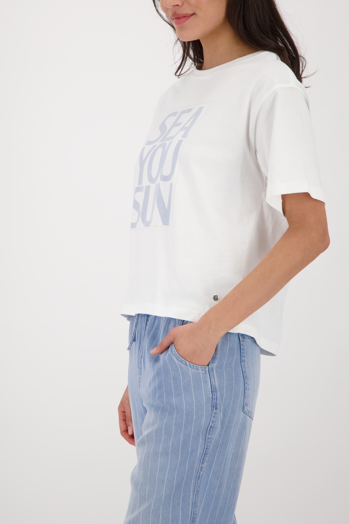 Monari T-Shirt »Shirt Druck platziert« Regular fit mit Schriftzug