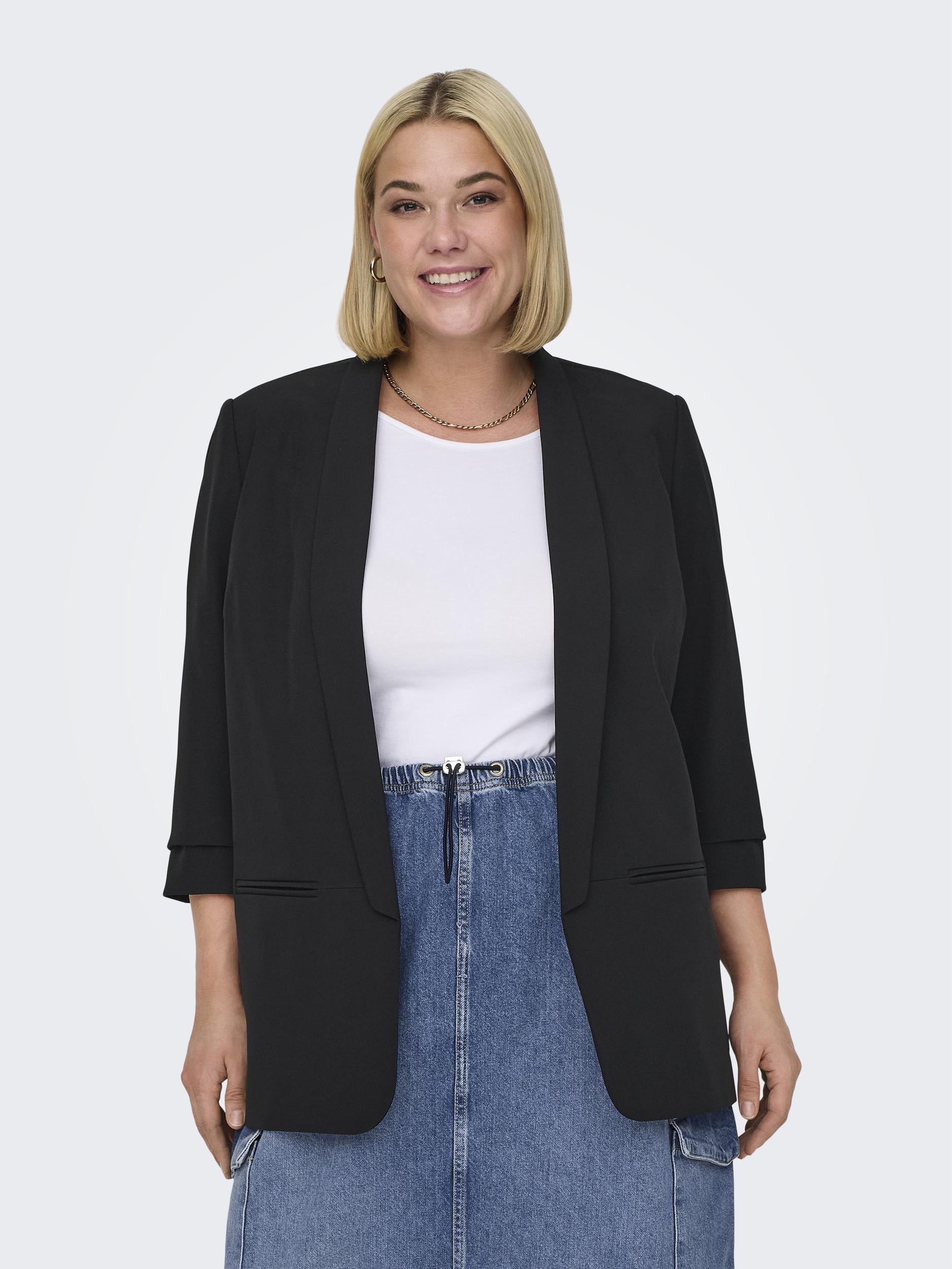 ONLY CARMAKOMA "CARELLY 3/4 LIFE BLAZER WVN" Kunstfaser mit Stretch