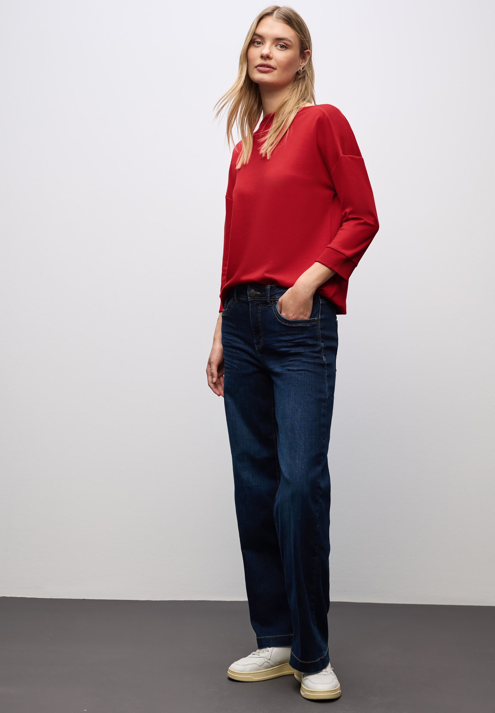 STREET ONE 3/4-Arm-Shirt, Strick-Shirt mit U-Boot-Ausschnitt
