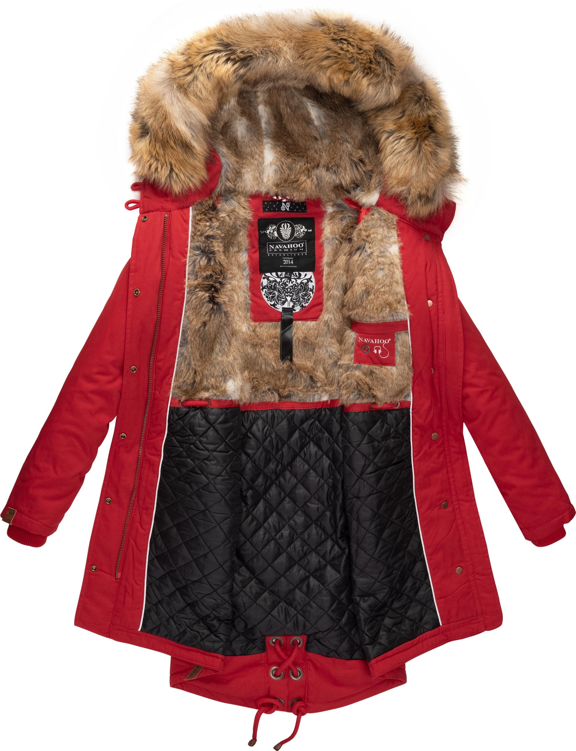 Navahoo Wintermantel »Rosinchen«, stylischer Damen Winter Baumwollparka mit Kunstfell