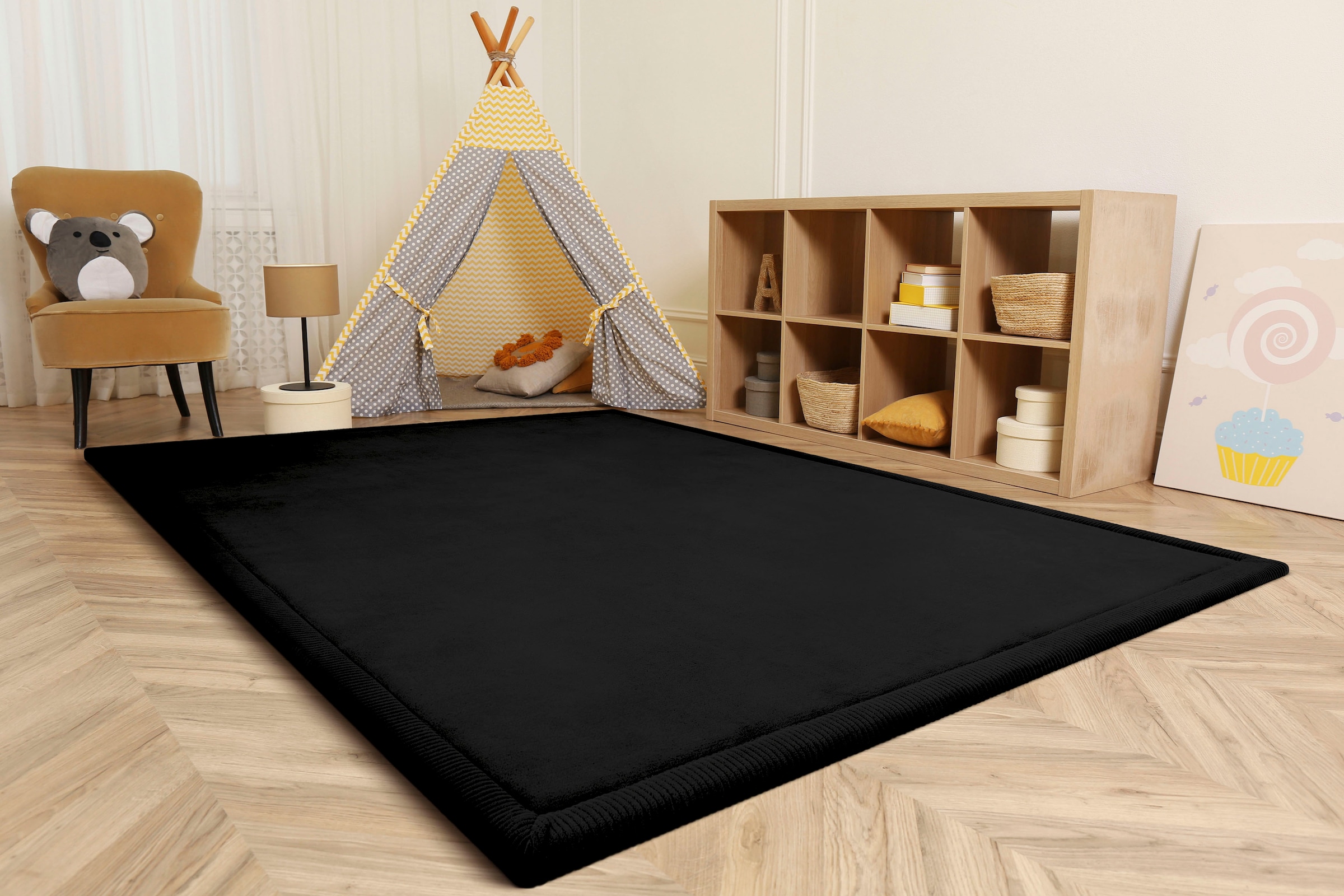 Paco Home Teppich »Tatami 475«, rechteckig, Kurzflor, Uni-Farben, mit Memory Foam, waschbar