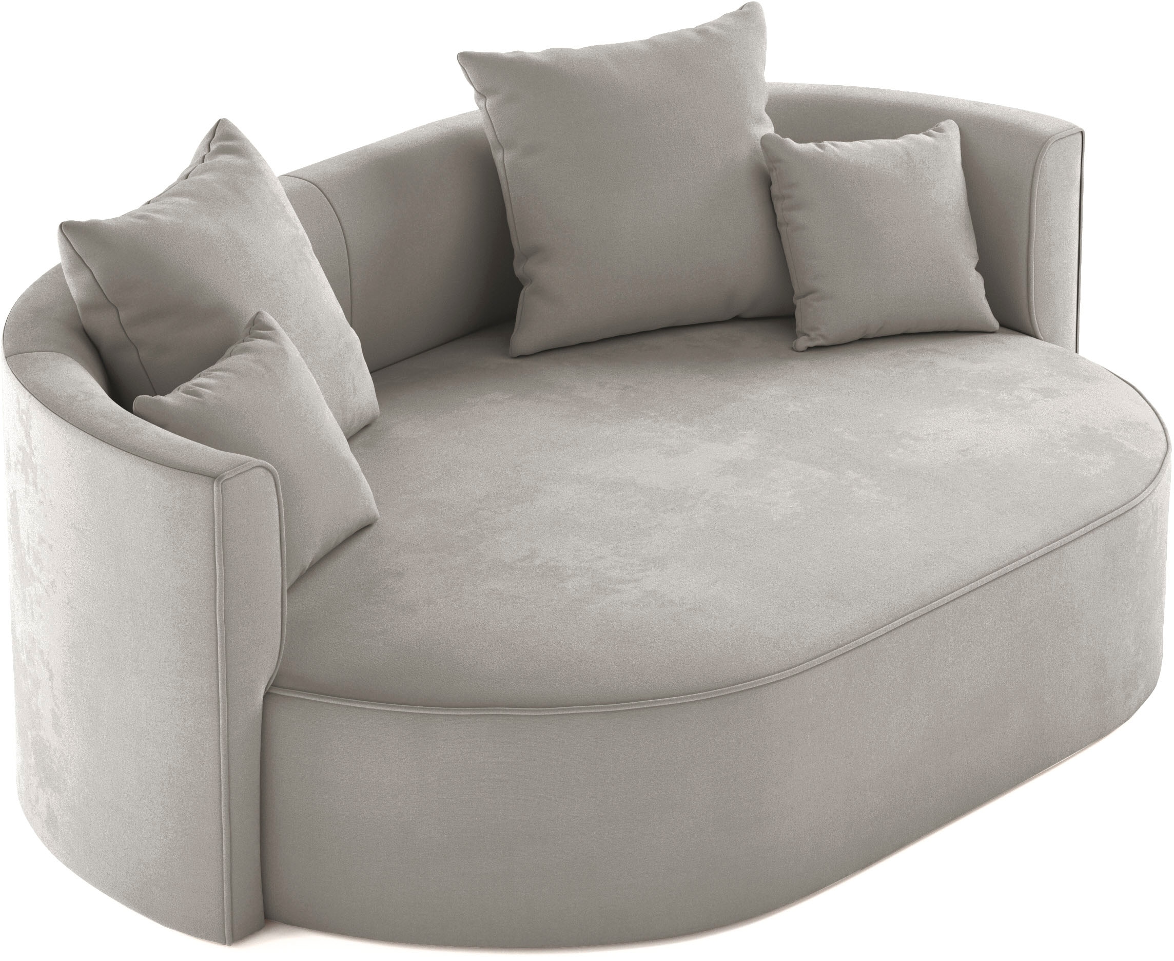 LeGer Home by Lena Gercke 2,5-Sitzer »ISALIE, rundes Loungesofa, mit Kissen, perfekt gepolstert«, moderne Stoffe, mit 4 Zierkissen, extra große Sitzfläche