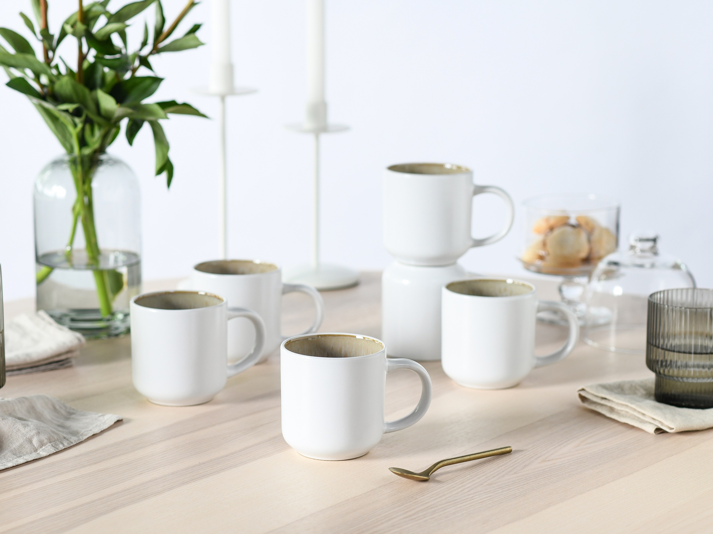 my home Becher »modernes 6-teiliges Kaffeebecher-Set Nydala« hohe Haltbarkeit, spülmaschinen- & mikrowellengeeignet, Reaktivglasur