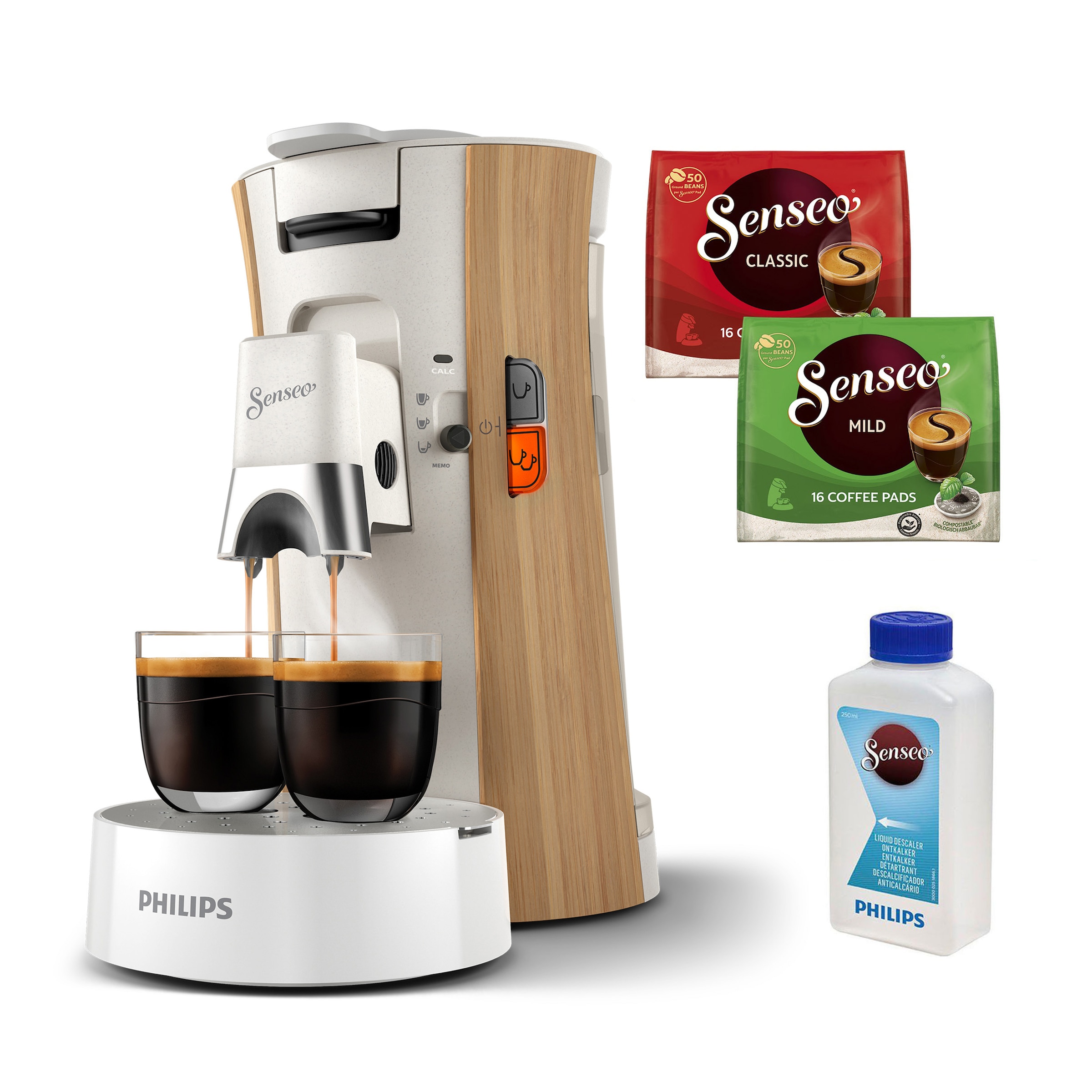 Philips Senseo Kaffeepadmaschine »Select CSA240/05 Eco Conscious Collection«, drei Kaffee-Einstellungen, biobasierter Kunststoff, Seidenweiß matt