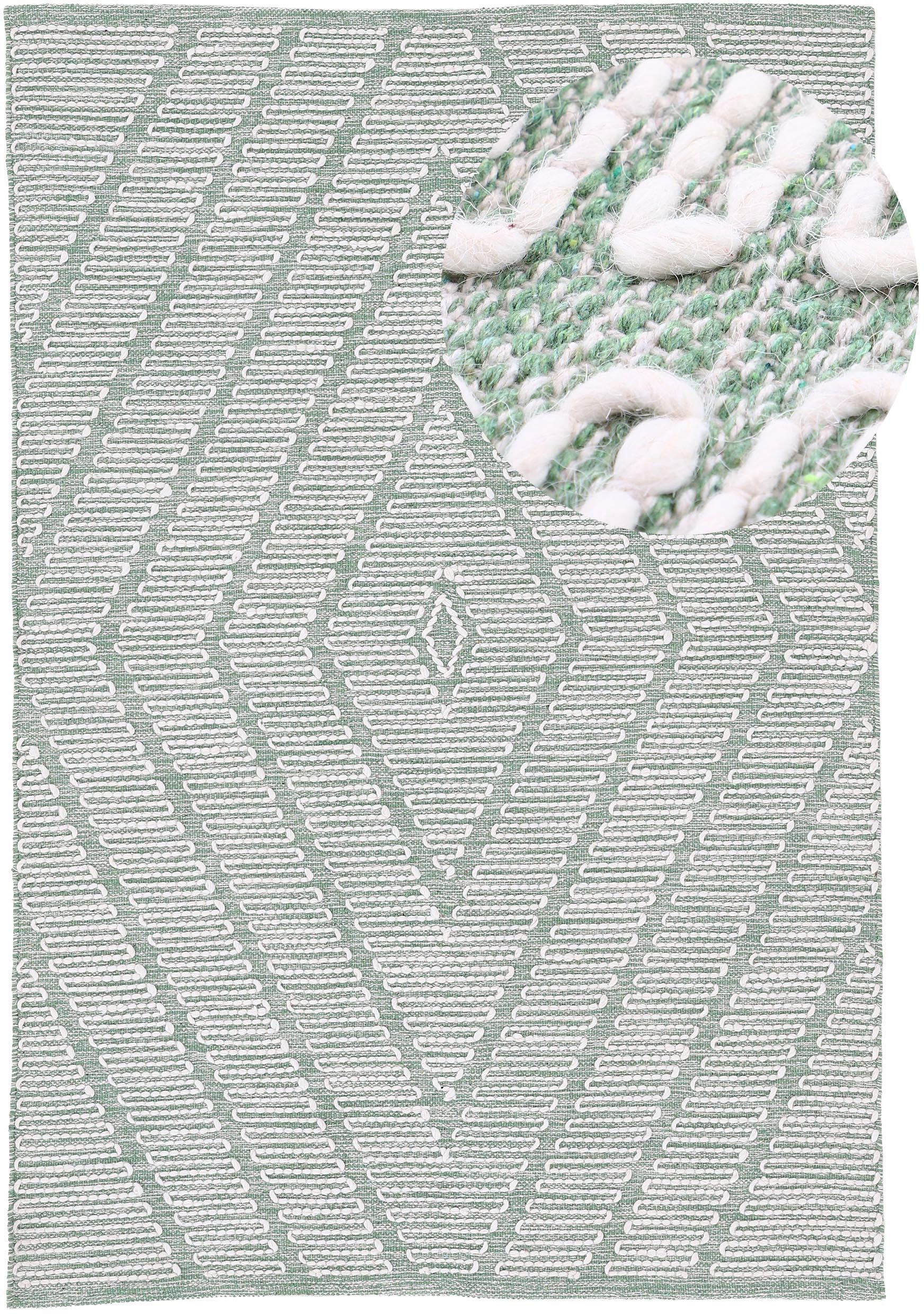 Teppich CARPETFINE "Kelim Durry, auch als Läufer", grün, B:120cm H:5mm L:170cm, Baumwolle, Teppiche, Teppich, geometrisch, Hoch-Tief Effekt, handgewebt, reine Baumwolle, Fleckerl