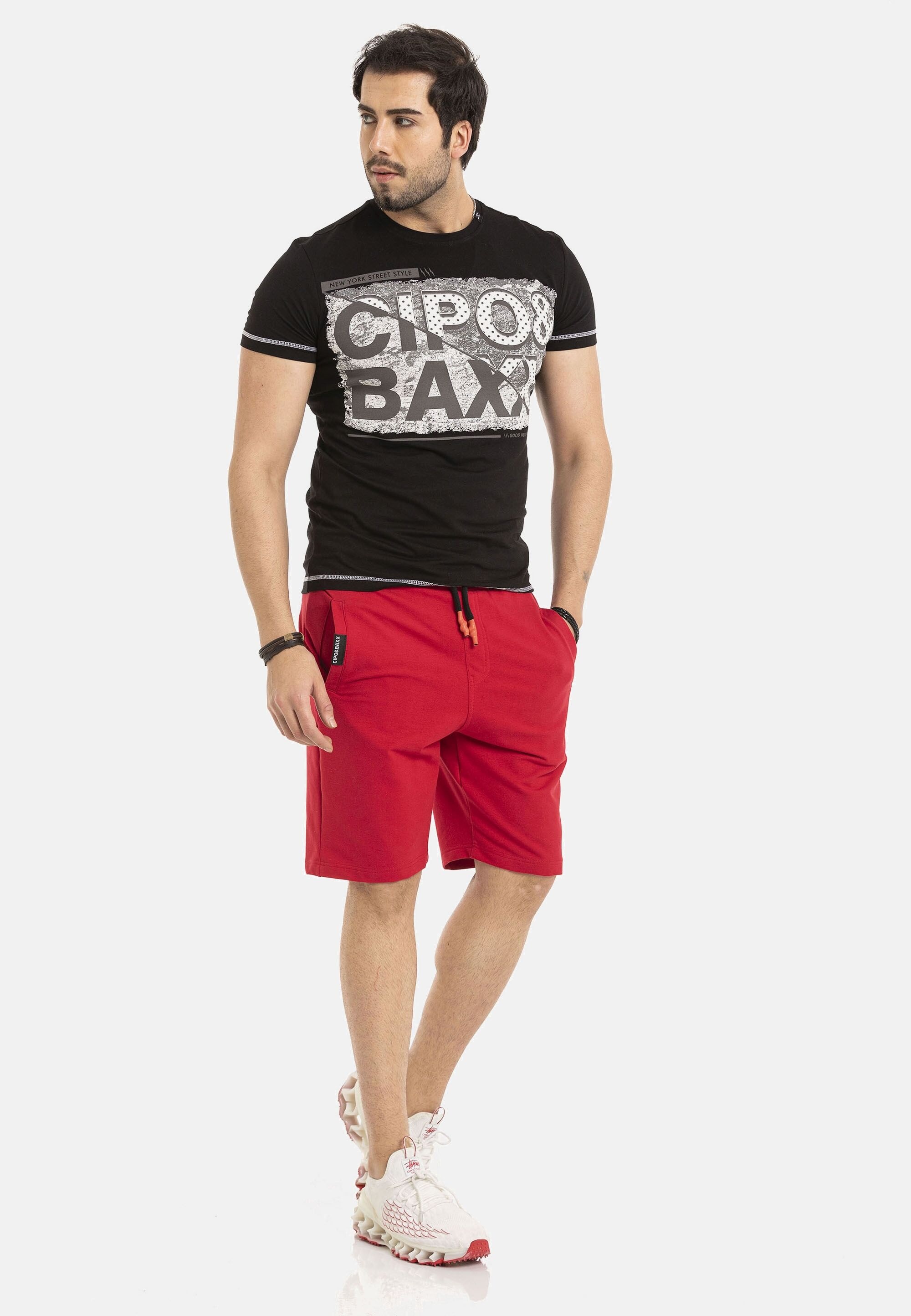 Cipo & Baxx Stoffhose »Shorts«, elastischer Bund mit Kordelzug