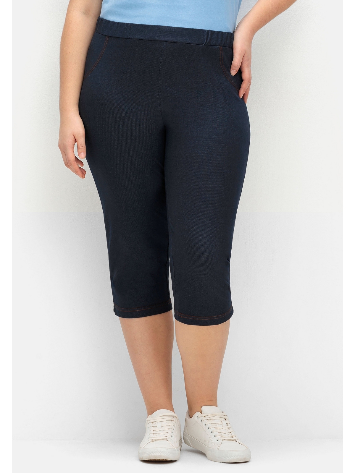 Sheego Caprihose »Große Größen«, extra schmal in Denim-Optik